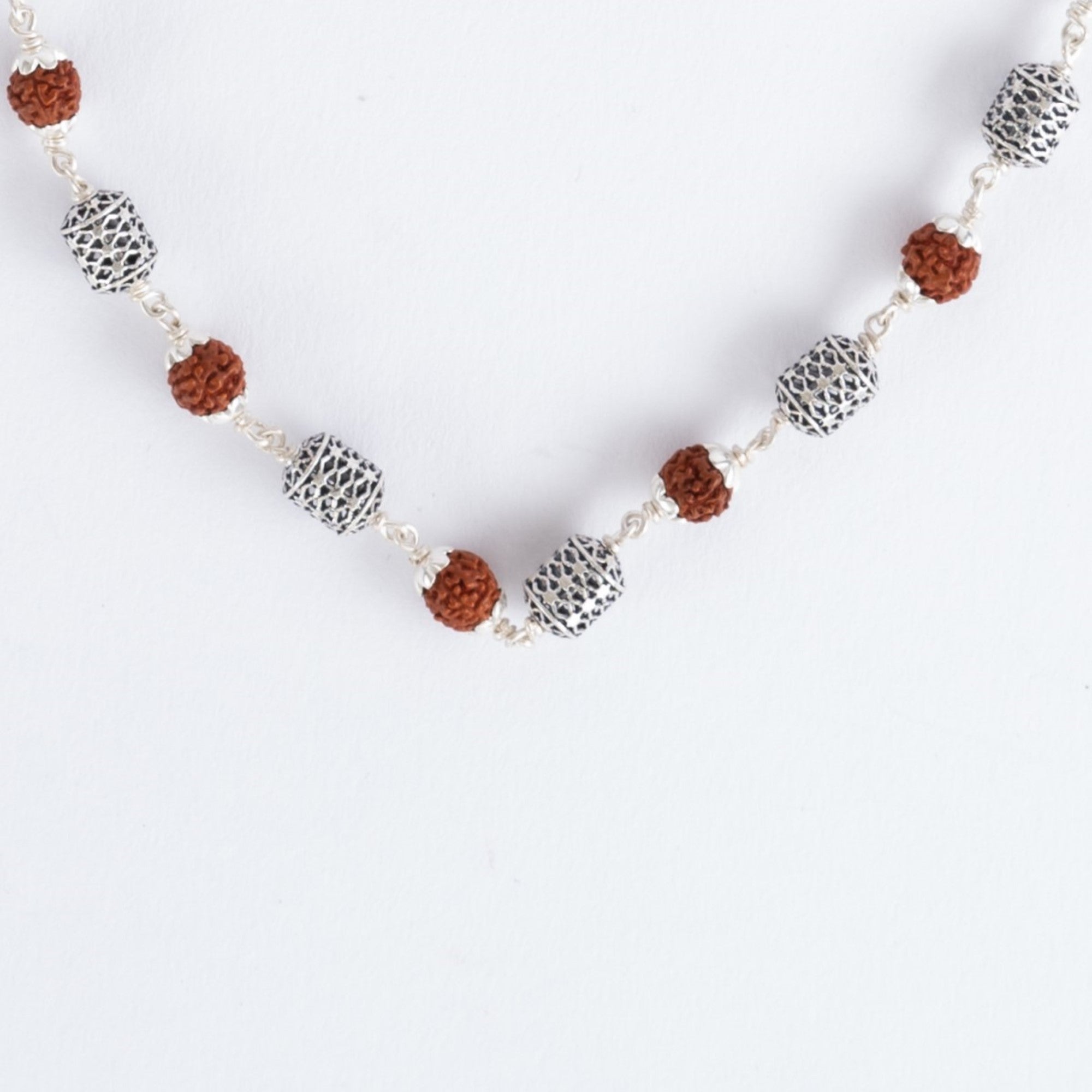 Prinjal Jewellers Rudraksha Silver Mala (Oval Beads) - view 2