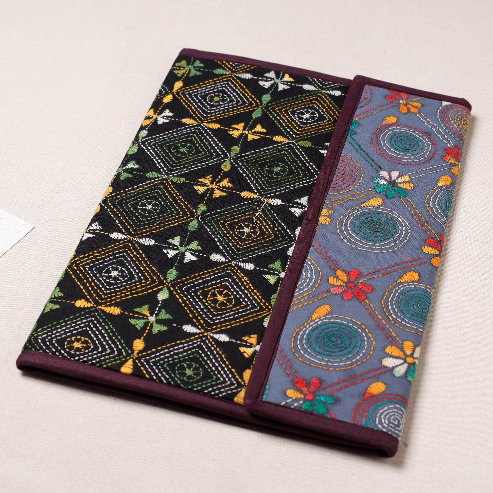 ASALKAAR Bengal Kantha Work Handcrafted File Folder - view 2
