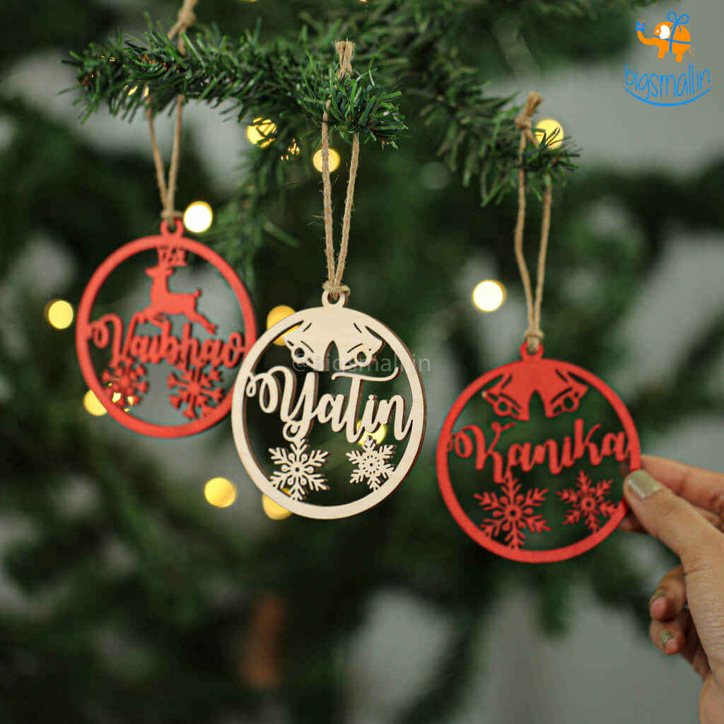 Chitra Chaya Personalized Name Wooden Christmas Ornament | COD Not Available