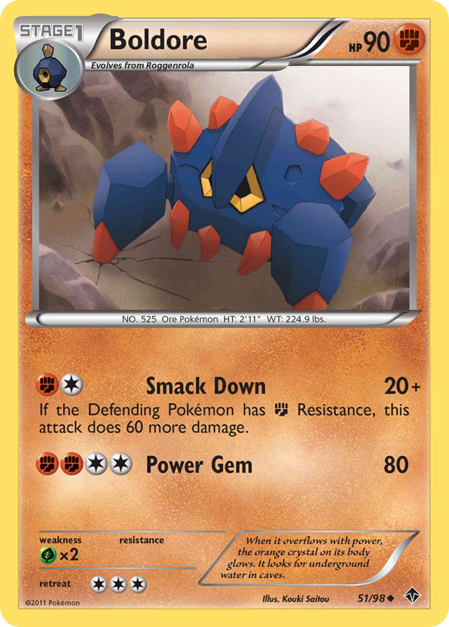 Uncommon bw2-51 reverse – Pokémon Boldore - 51/98 - Uncommon [bw2-51] [Reverse Holo]