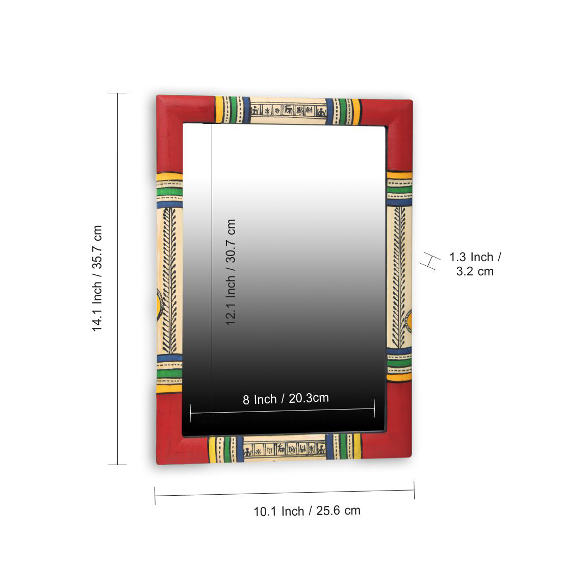 EXCLUSIVELANE Warli Handpainted Wall Mirror In Pine Wood (10 Inch) - view 4
