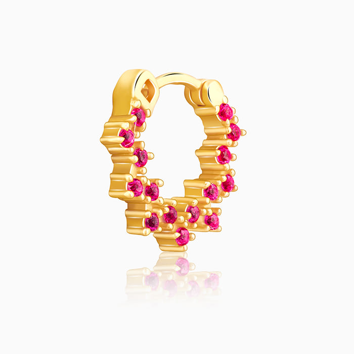 GIVA Jewellery Golden Zig-Zag Red Nose Ring - view 4