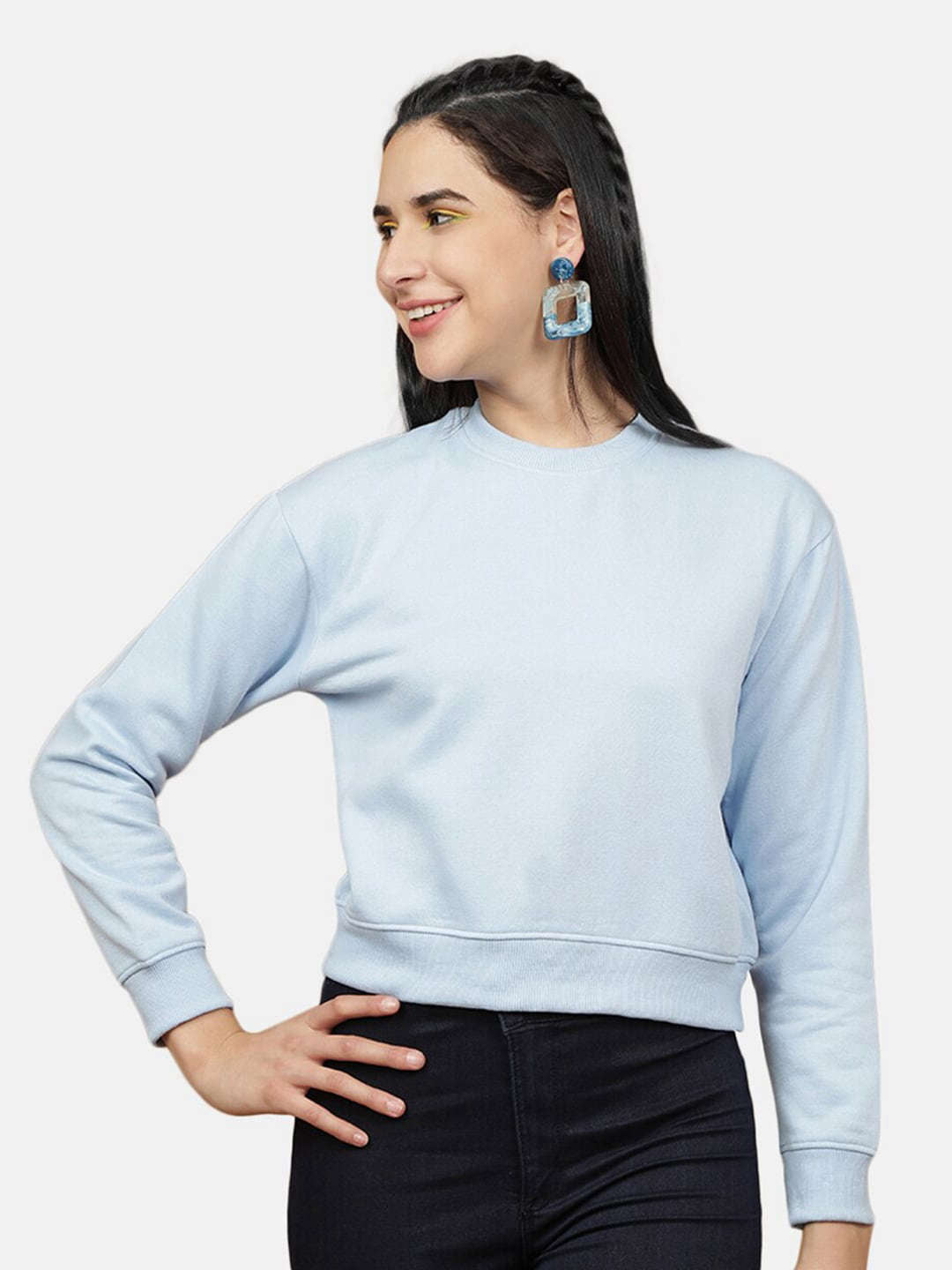 Freehand By The Indian Garage Co Women's Solid Regular Fit Sweatshirt