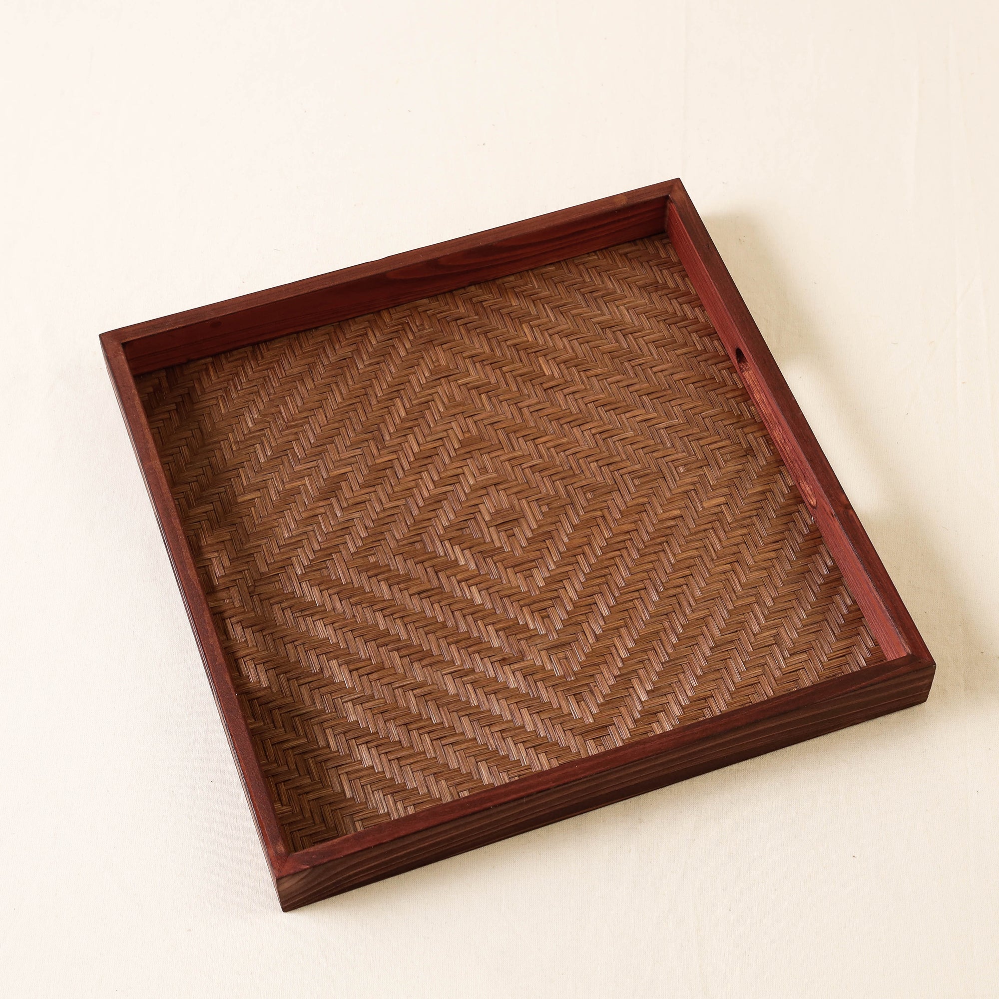 Brown - Kadam Haat Handmade Bamboo Square Tray - Medium - view 2