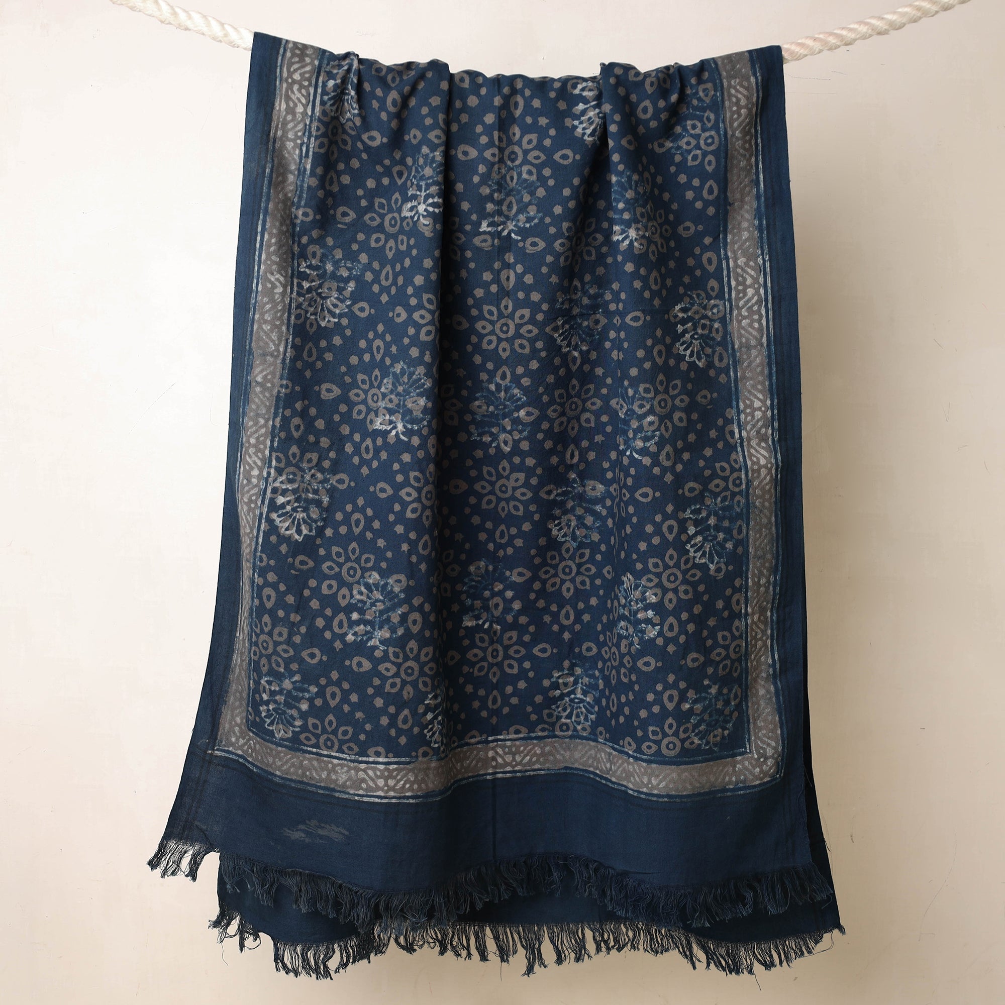 ITOKRI CRAFTS INITIATIVE Blue - Akola Block Printed Pure Handloom Cotton Towel - view 2
