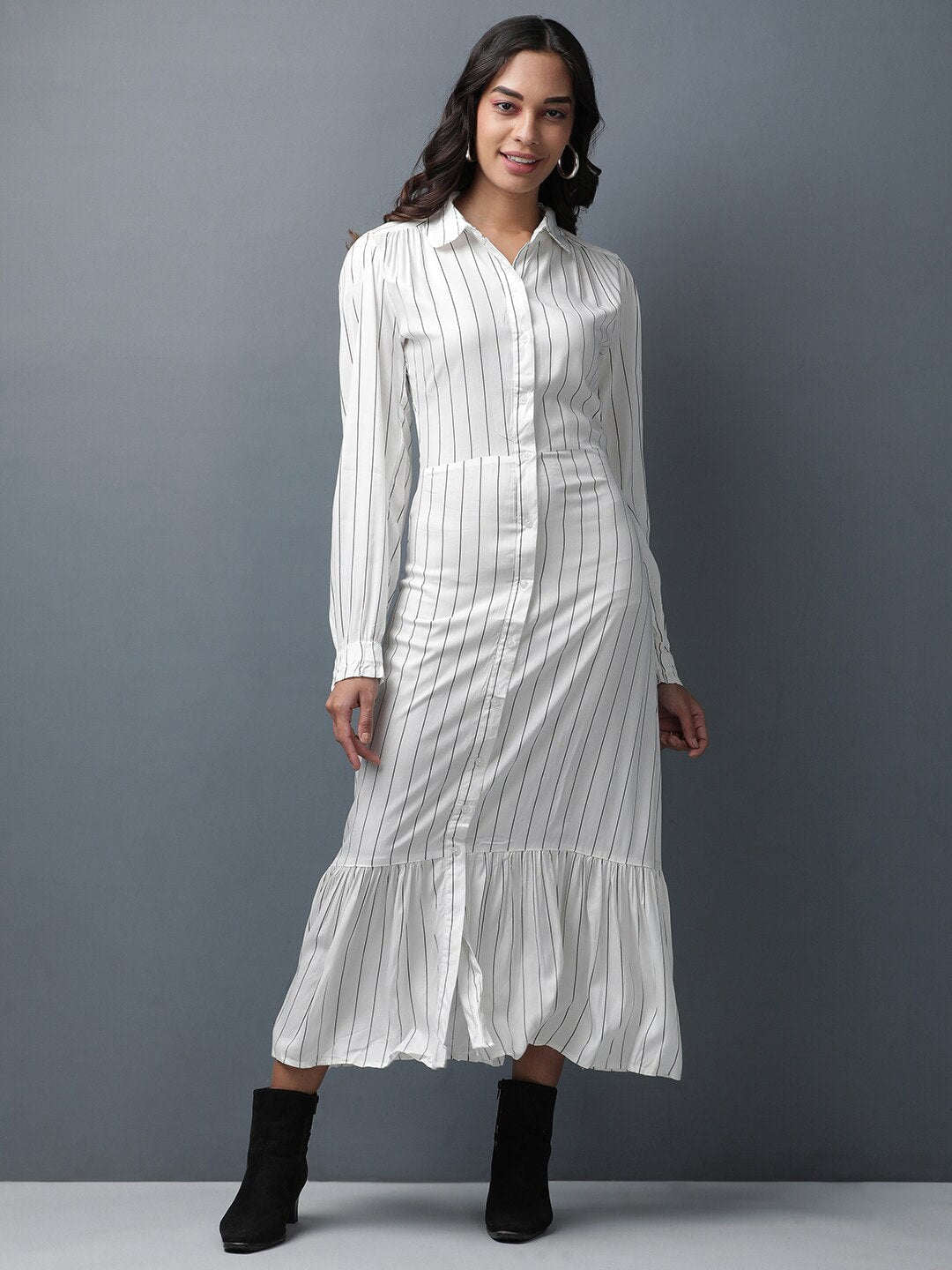 Freehand By The Indian Garage Co Women Striped Maxi Dress