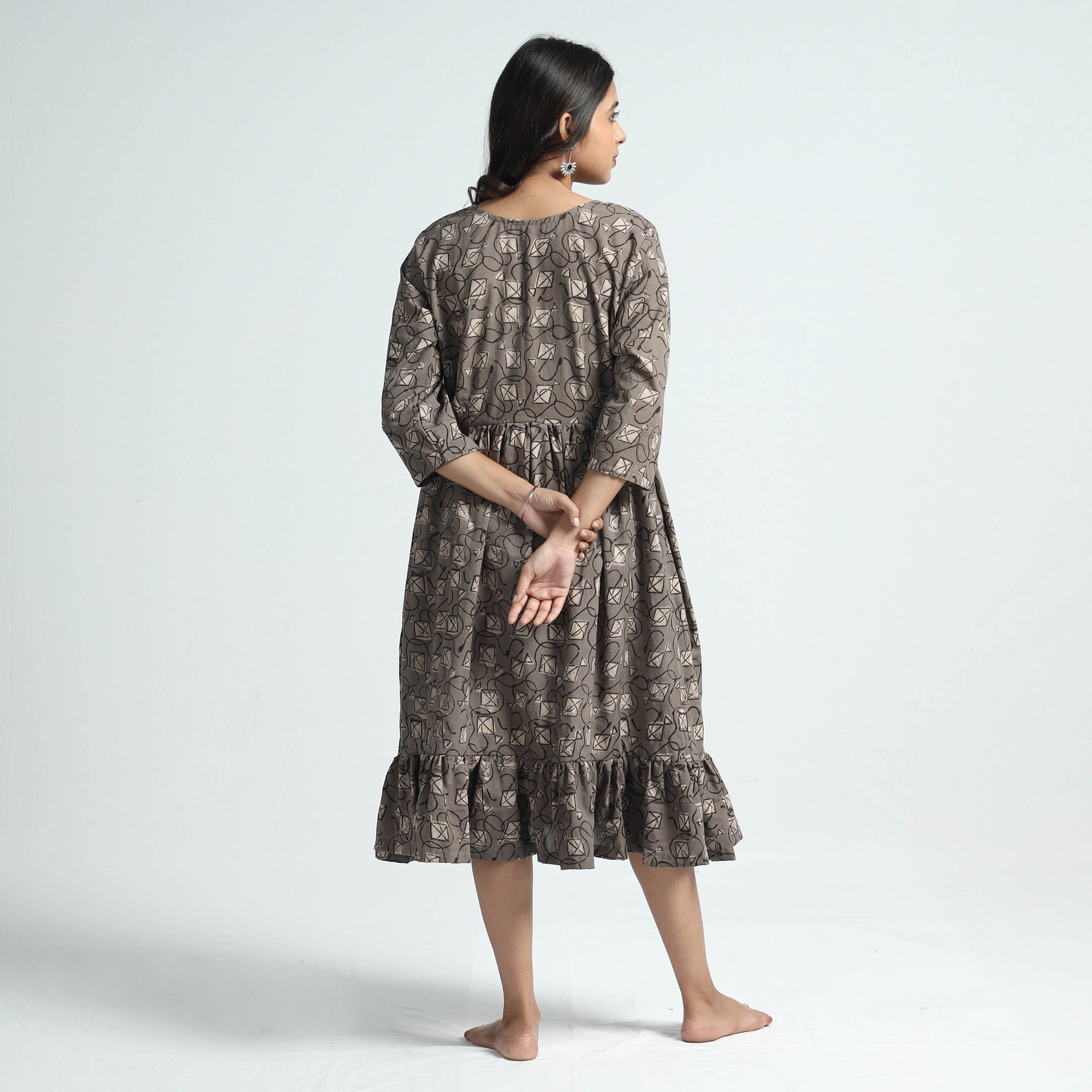 ITOKRI CASUALS Brown - Bindaas Art Block Printed Cotton Dress - view 4