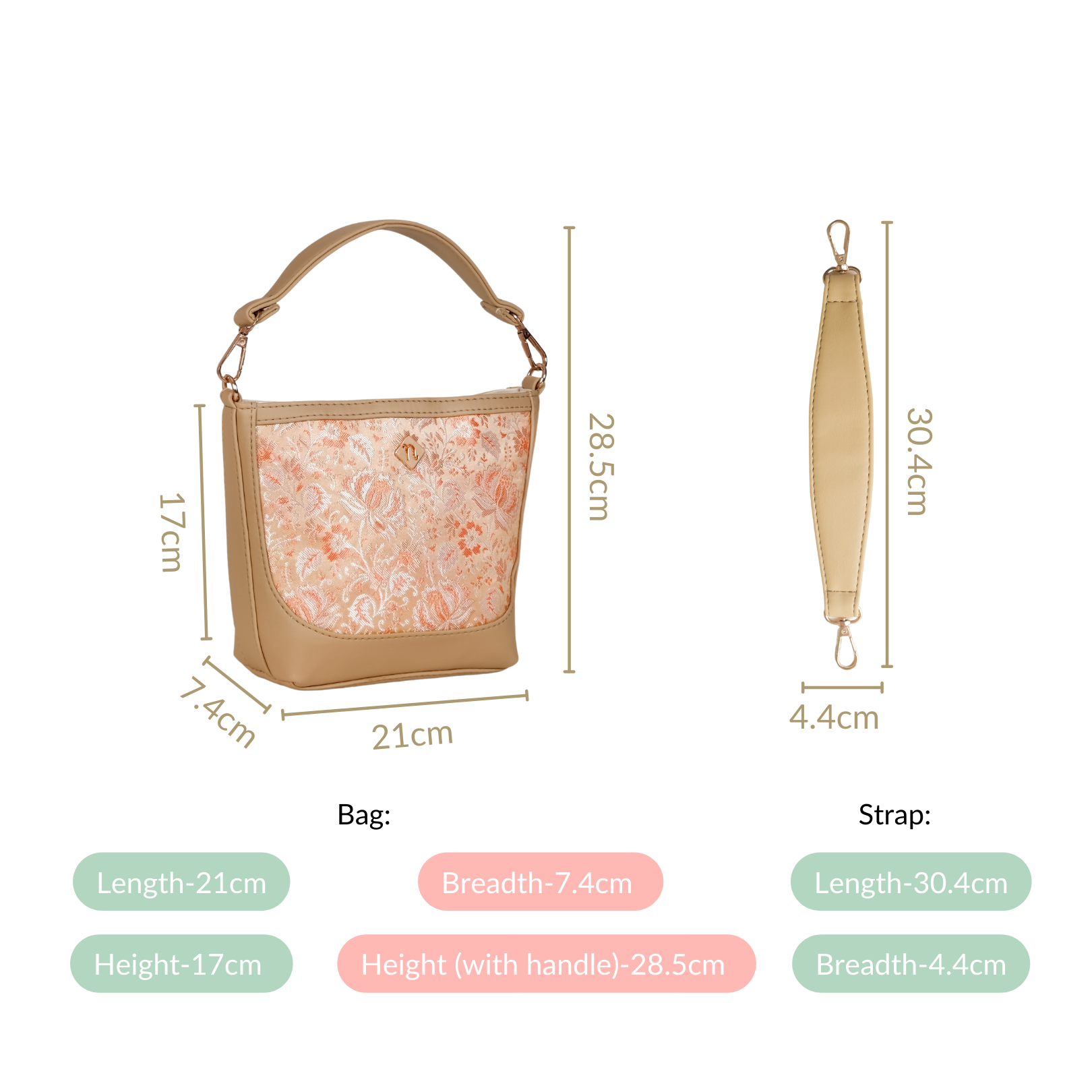 Nestasia Eden Beige Bucket Handbag For Women - view 5