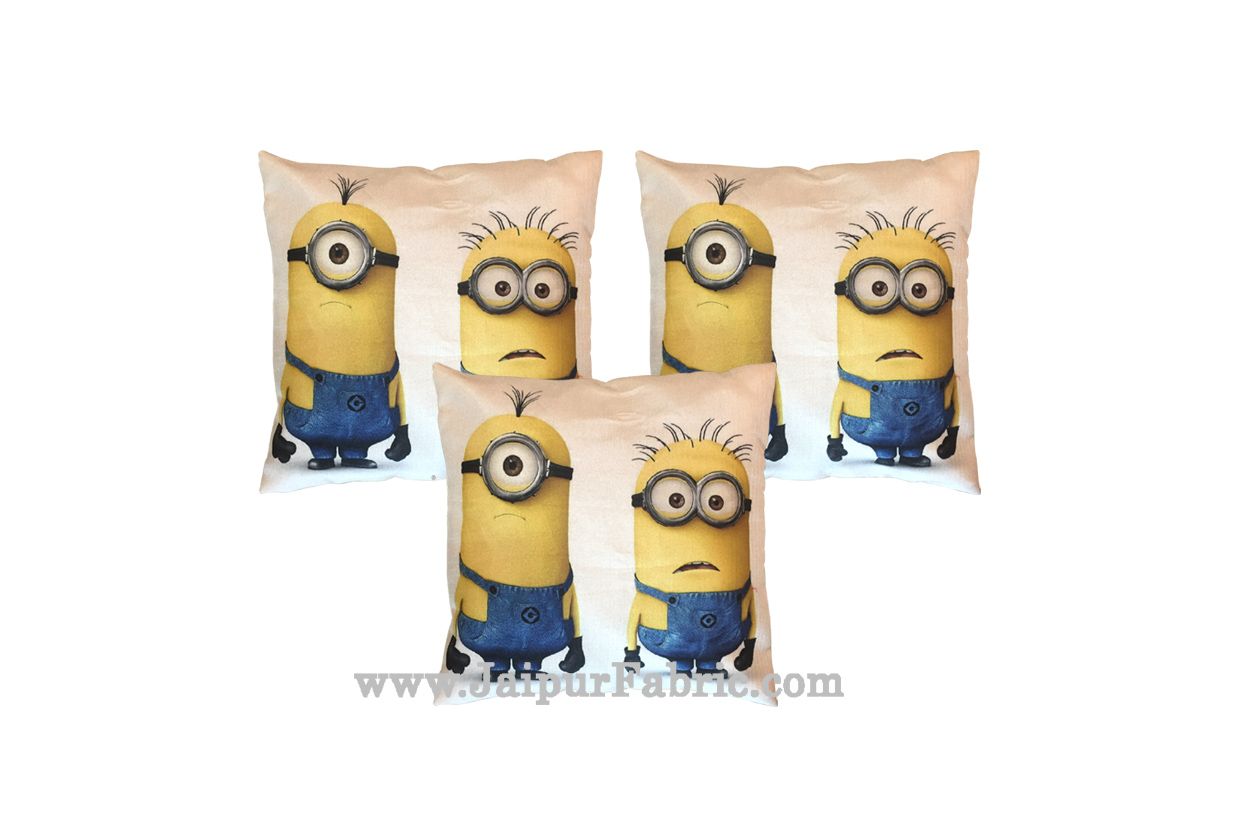 JaipurFabric® Jute Cushion Cover Digital Print Soft Minions - view 2