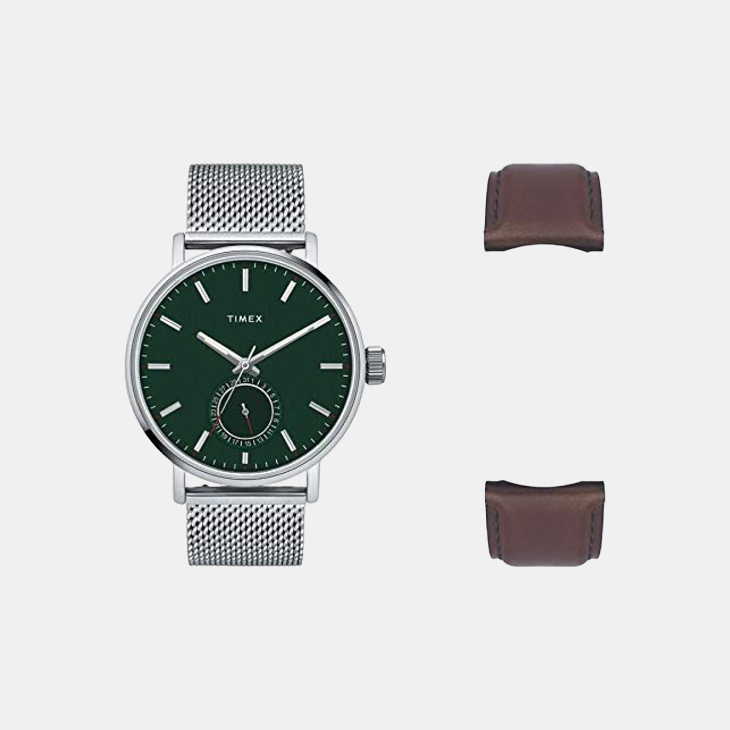 Timex Fashion Men Quartz Green Dial Analog Stainless Steel Watch TWEG20001