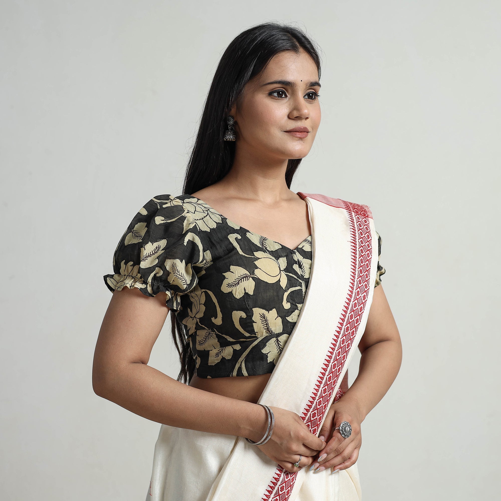 ITOKRI CASUALS Black - Srikalahasti Handpainted Penwork Kalamkari Chanderi Silk Stitched Blouse 11