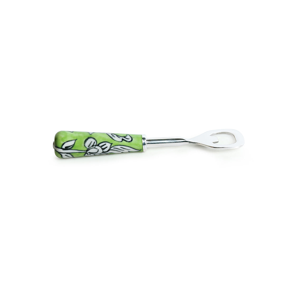 EXCLUSIVELANE 'The Mughal Zahri' Handpainted Bottle Opener In Stainless Steel & Ceramic - view 2