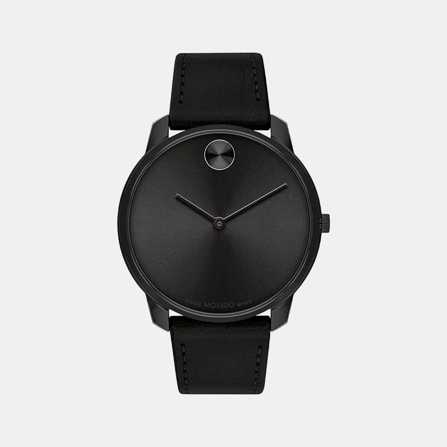 Movado Bold Thin Men Quartz Black Dial Analog Leather Watch 3600831