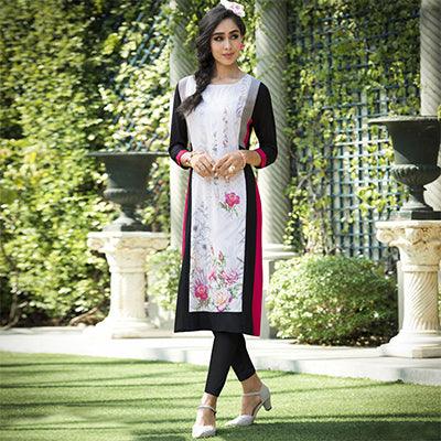 Peachmode Classy White Colored Casual Printed Rayon Kurti - view 3
