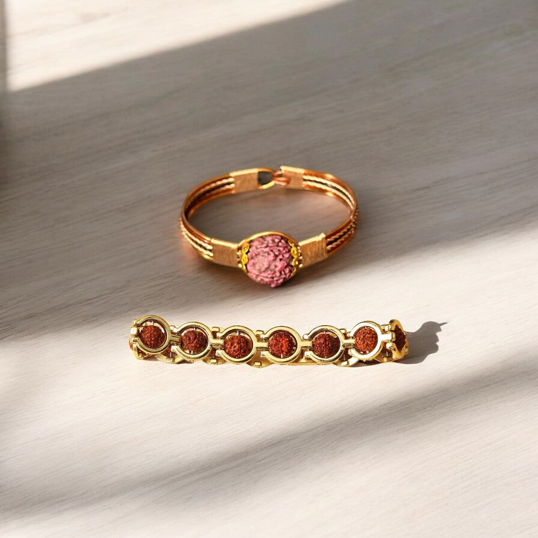Soultheory Round Bracelet Plated + Pure Copper Bracelet (Combo)