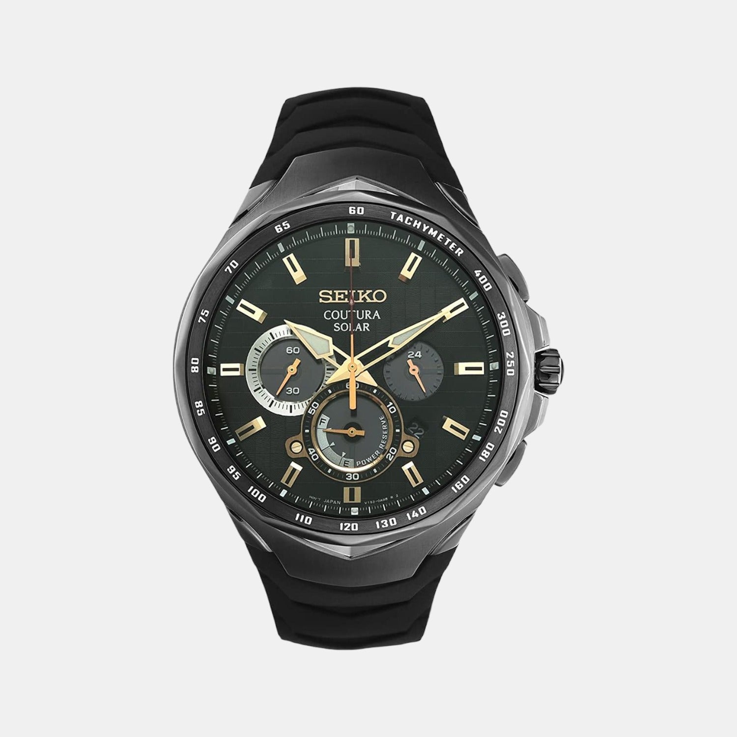 Seiko Coutura Men Solar Black Dial Chronograph Silicone Watch SSC811P9