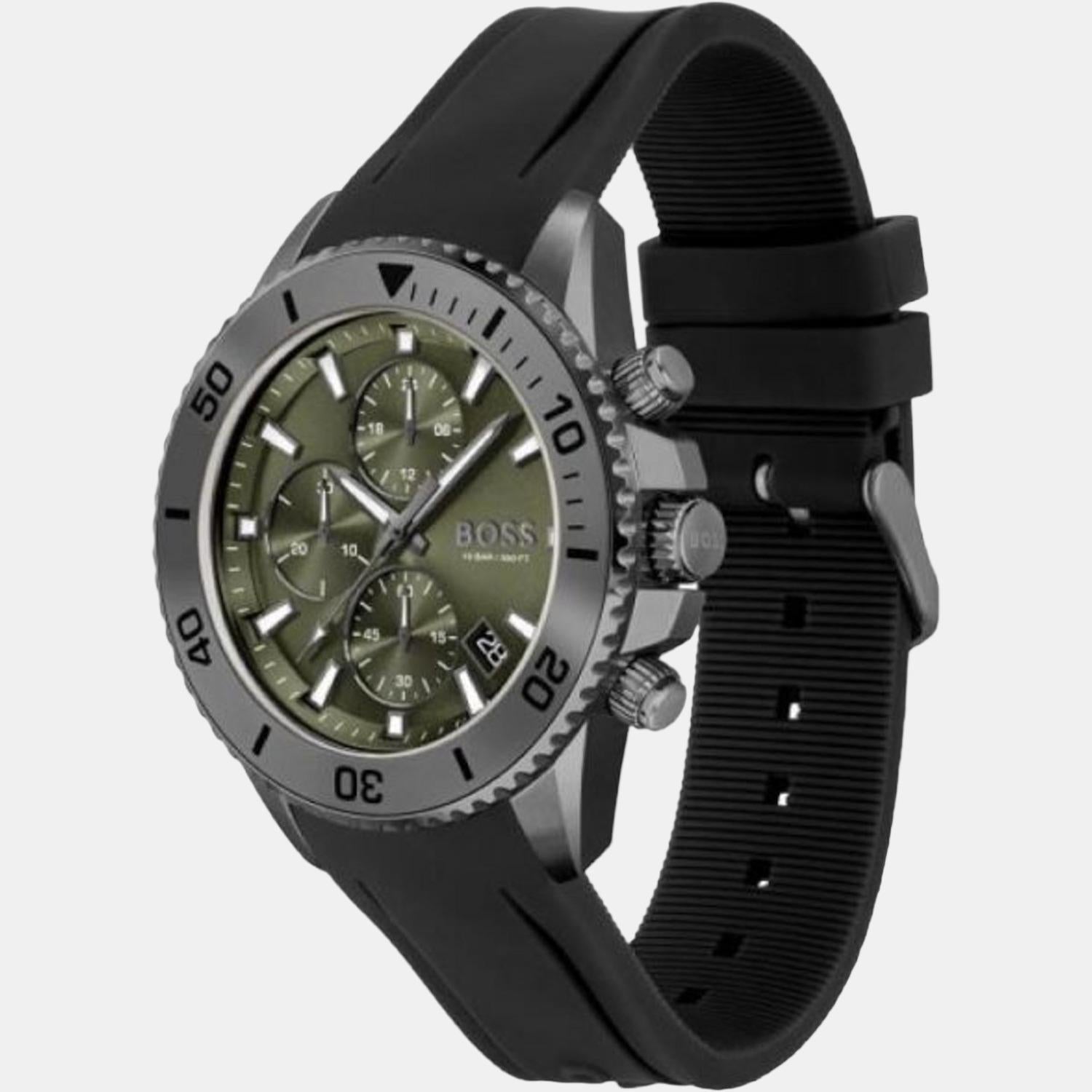 Boss Admiral Men Quartz Green Dial Analog Rubber Watch 1513967 - view 2
