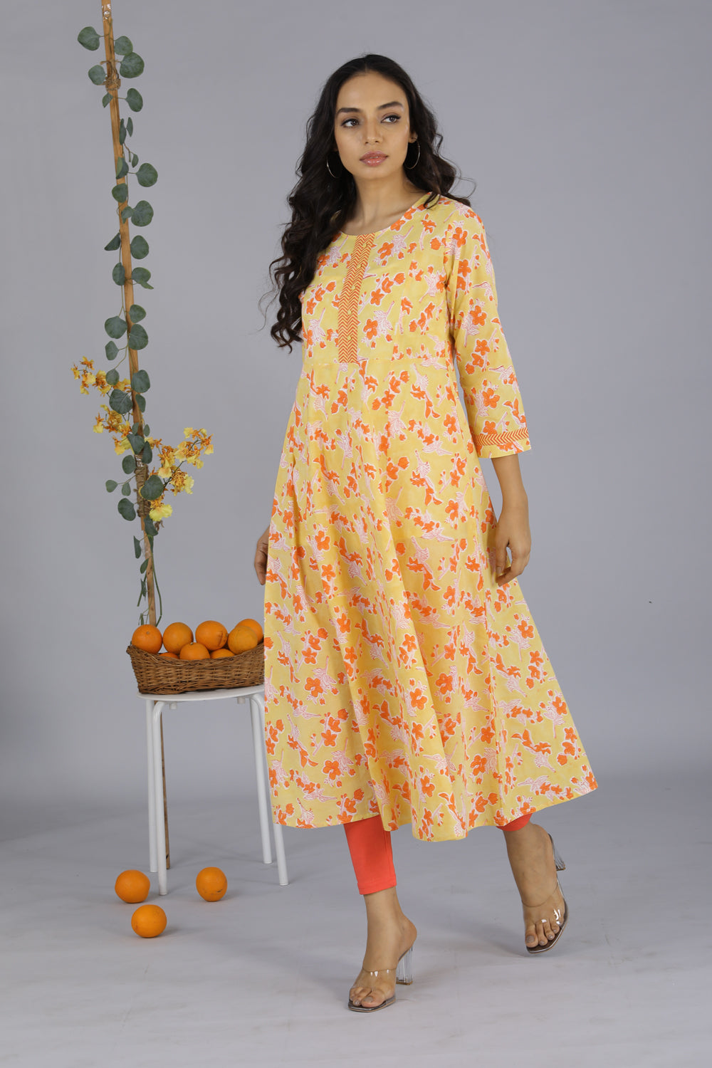 Kalanjali Ethnics Handblock printed kurti – Women's, Yellow