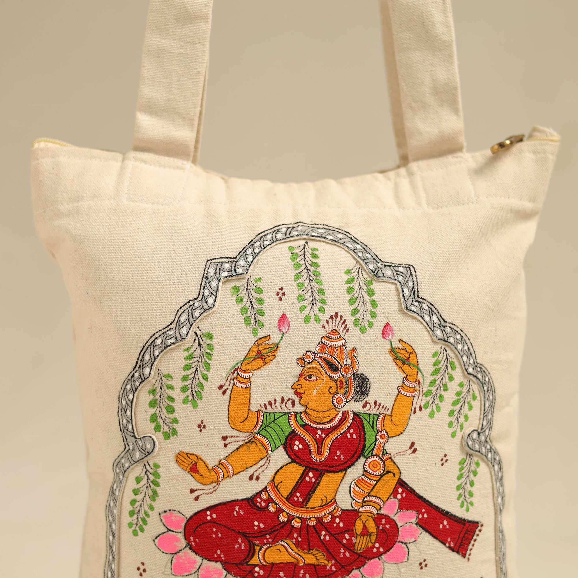 ITOKRI CRAFTS INITIATIVE Beige - Pattachitra Handpainted Shoulder Bag from Odisha 24 - view 4