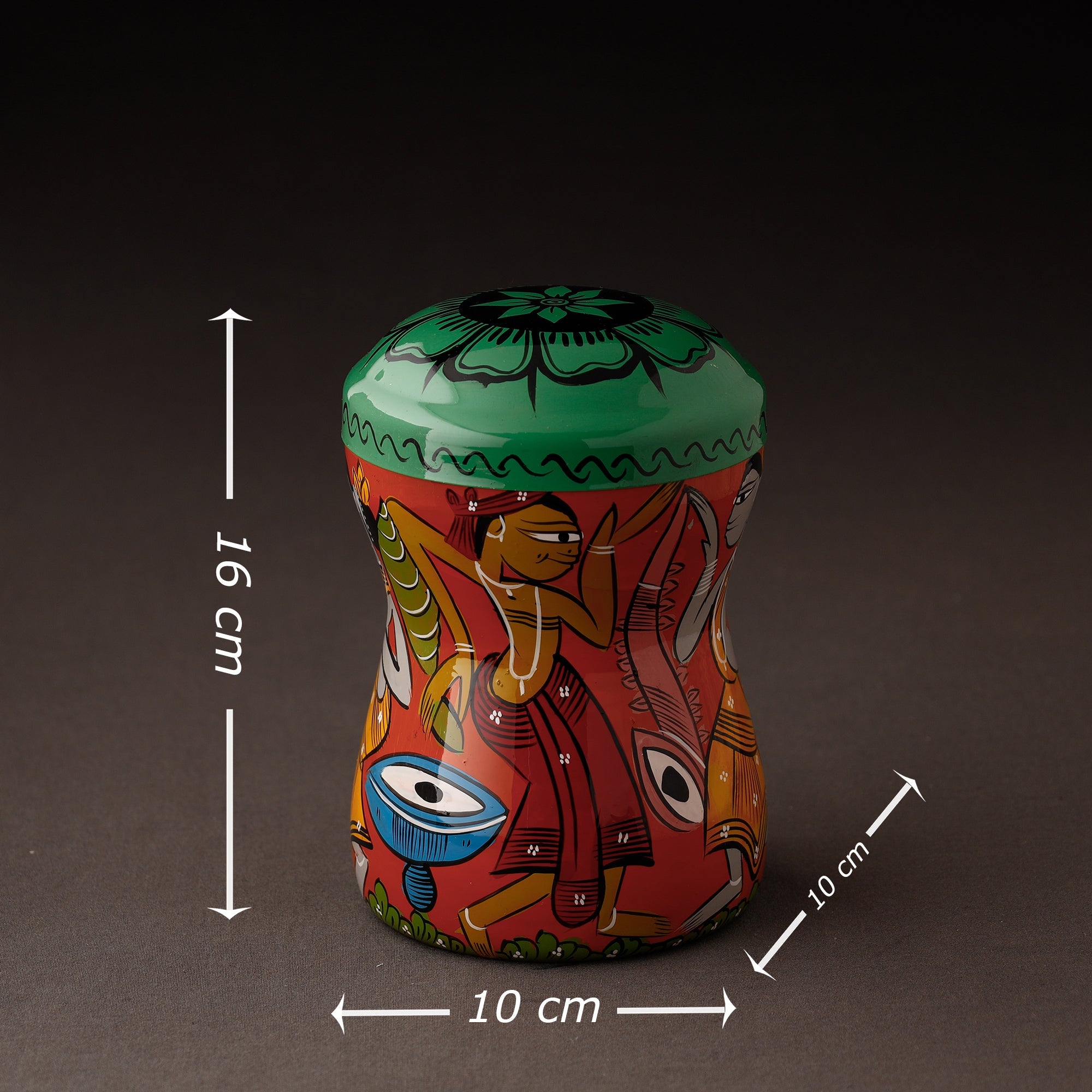 AAYAAS Bengal Patua Handpainted Stainless Steel Multi Utility Container - view 4