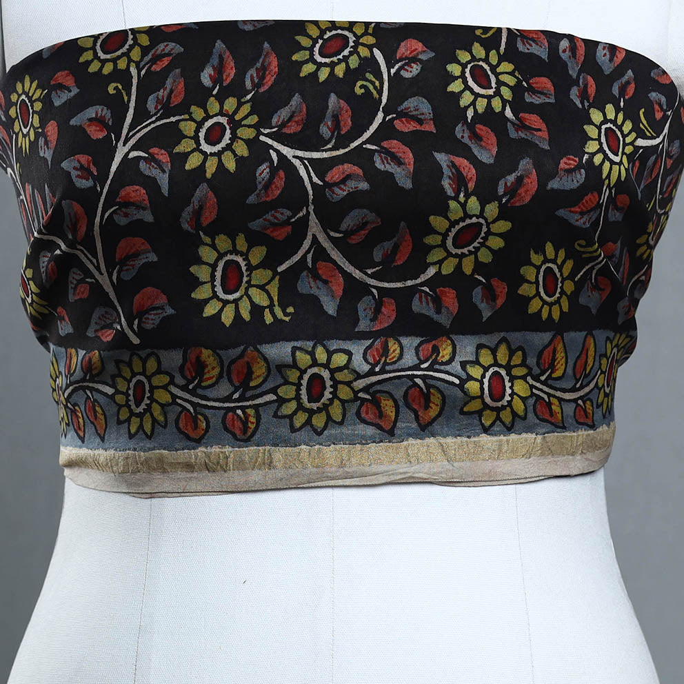 DWARAKA PLUS Black - Handpainted Chanderi Silk Kalamkari Blouse Piece 27 - view 3