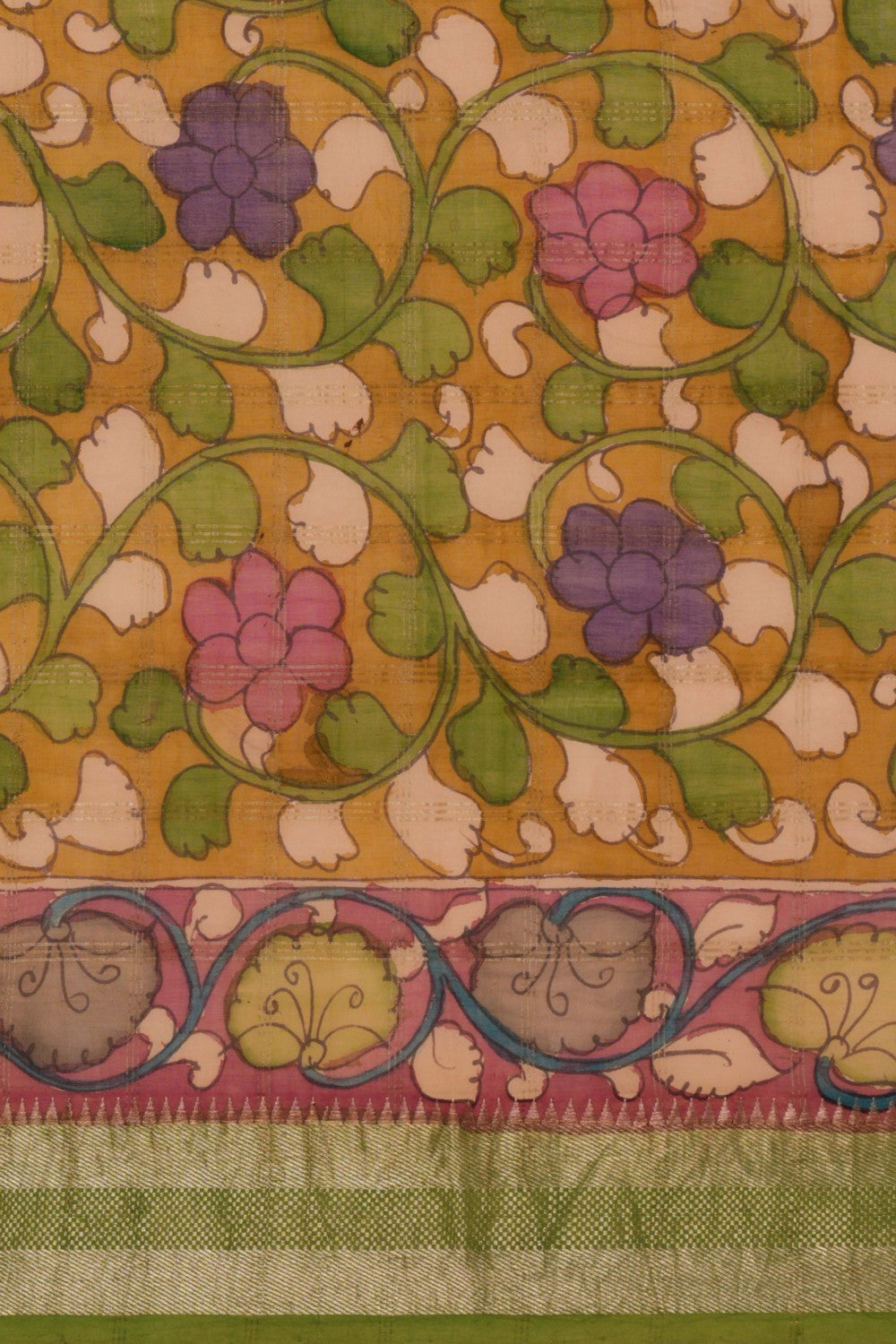 Kalanjali Kalamkari Painted Saree With Natural Dyes. - view 4