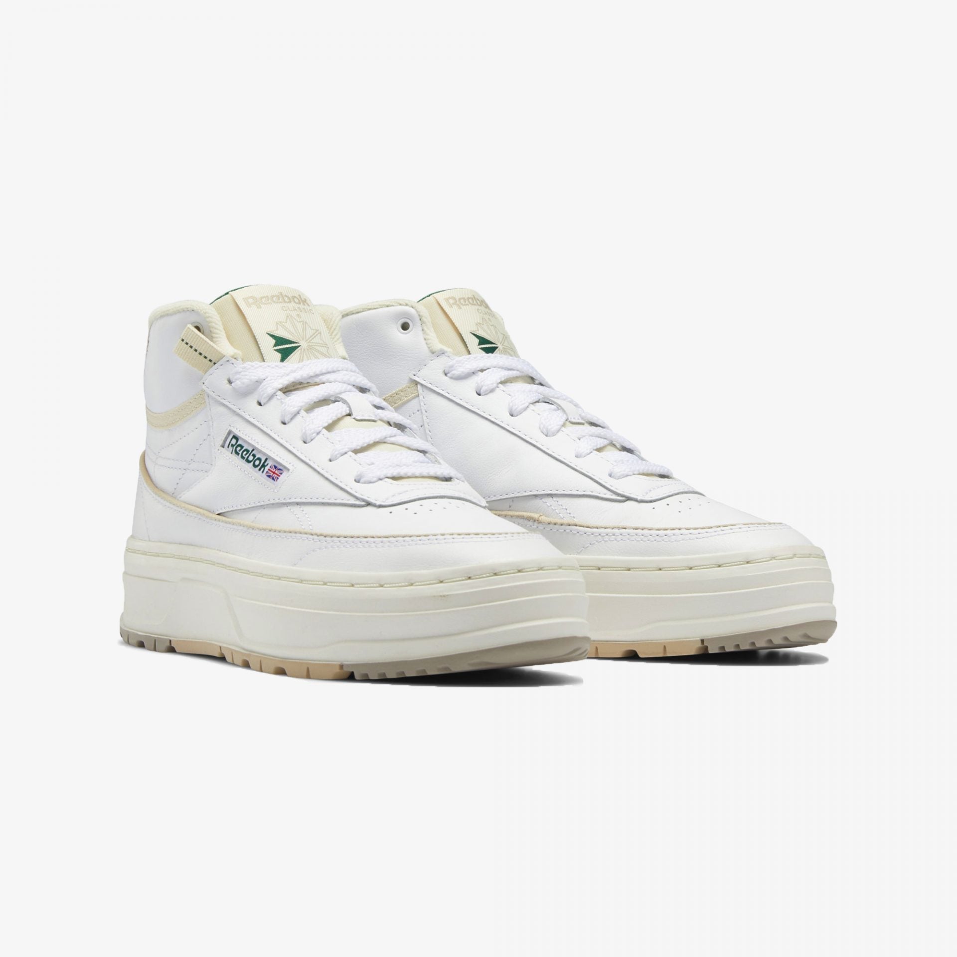 Reebok | CLUB C GEO MID { WHITE / DARK GREEN