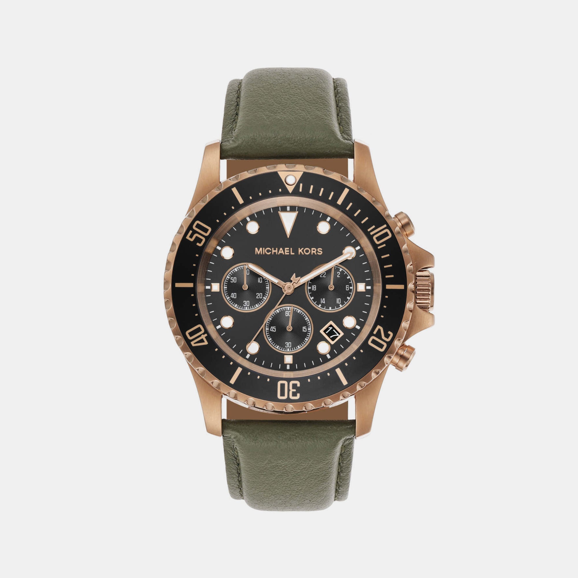 Michael Kors Everest Men Quartz Two Tone Dial Chronograph Leather Watch MK9090