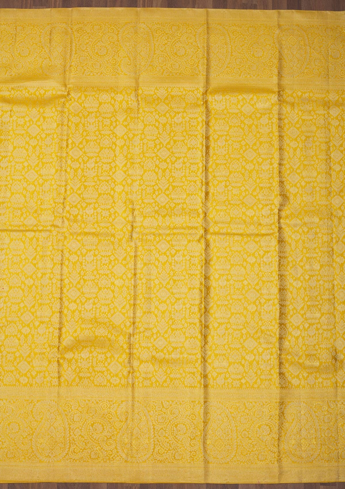 Koskii Lemon Yellow Zariwork Pure Silk Saree – Women's - view 6