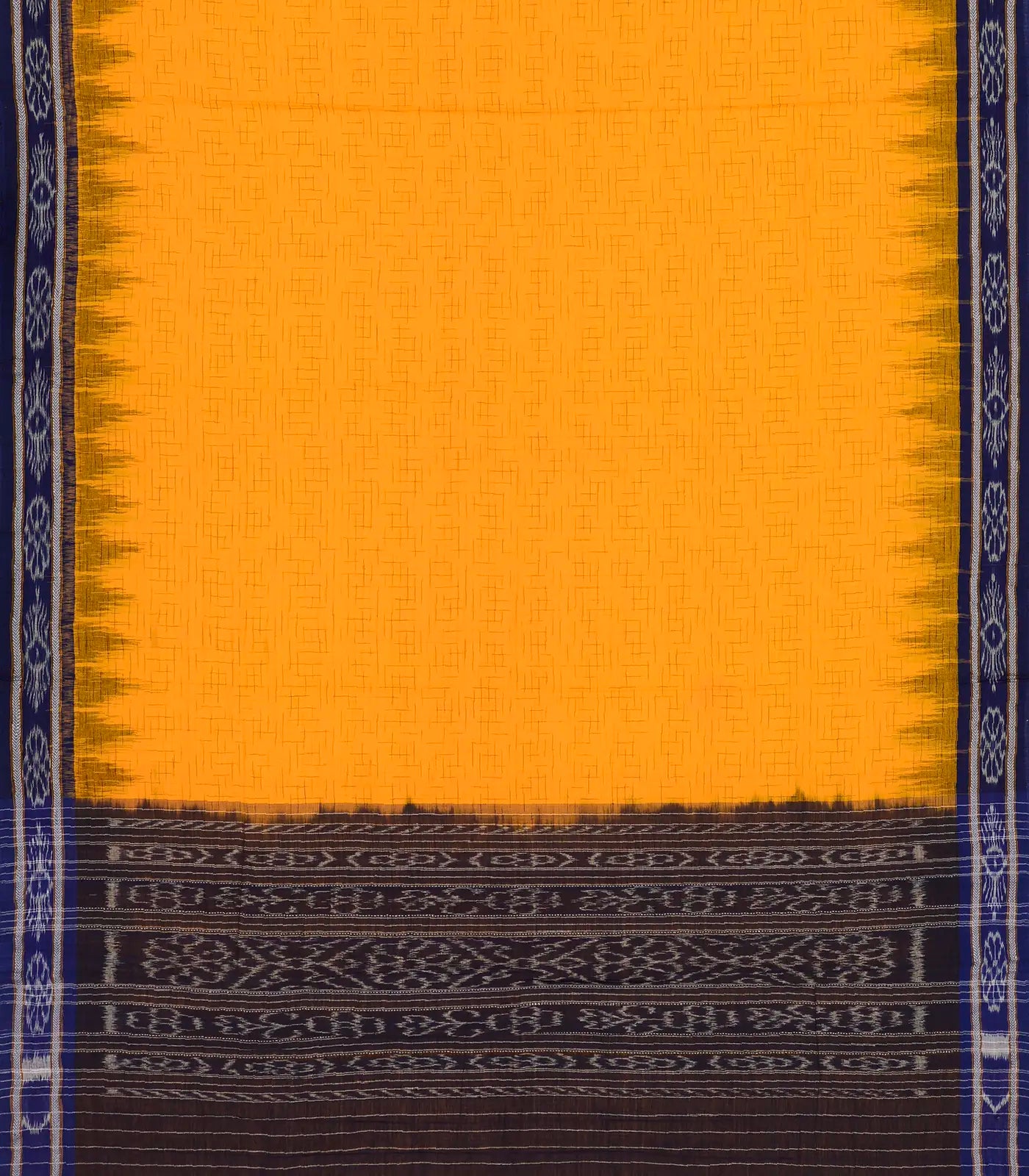 RmKV Mustard Handloom Orissa Cotton Saree With Purple Border - view 2