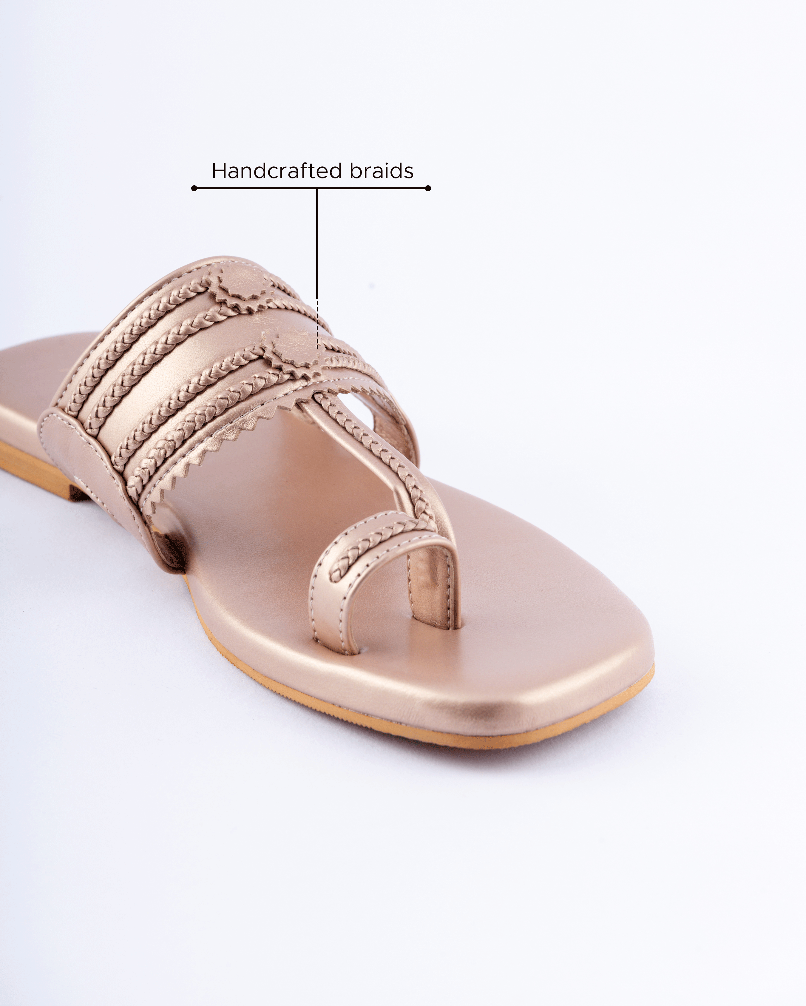 Jaysole Rose Gold Solid Kolha Flats - view 5