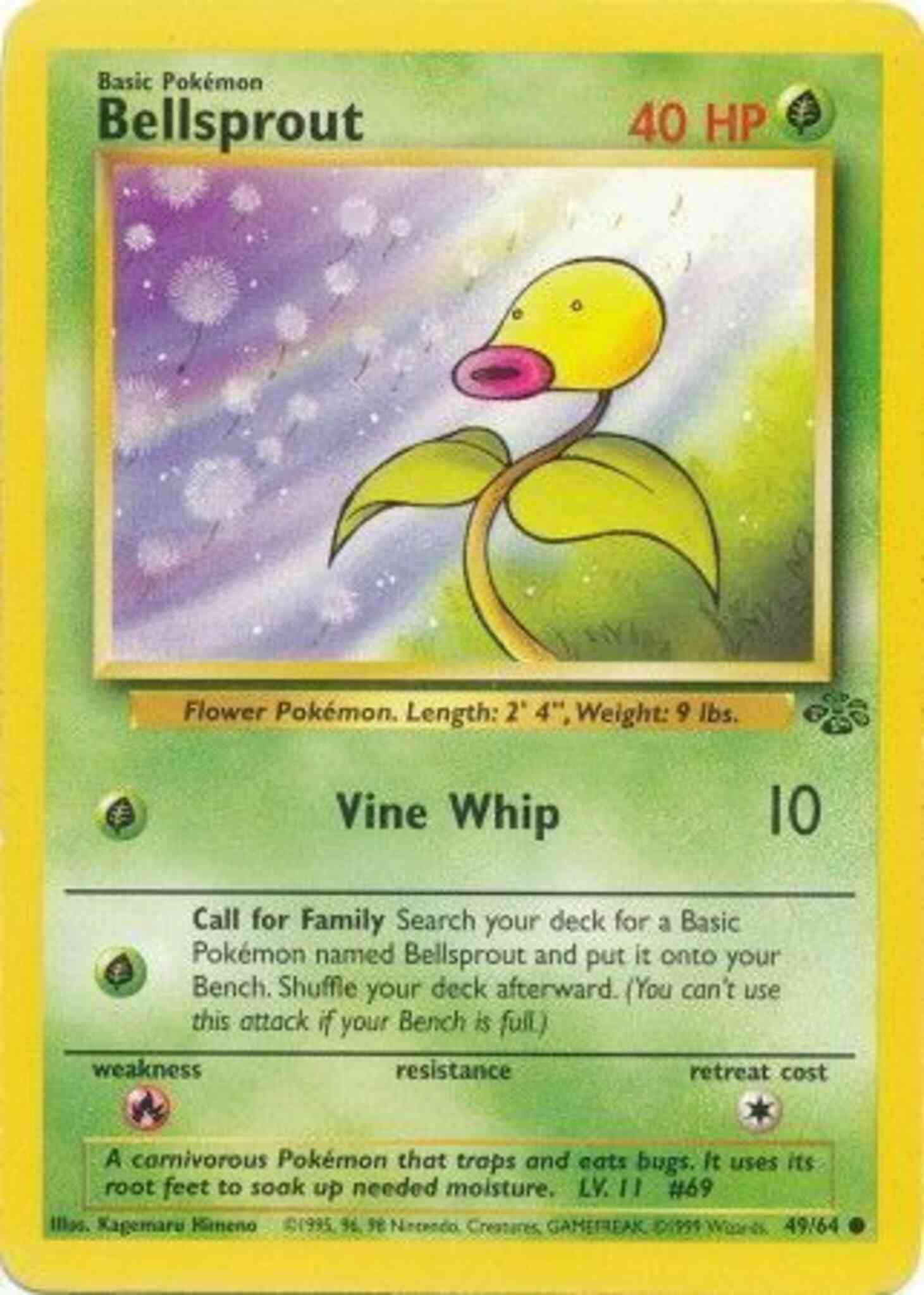 Unlimited base2u-49 non-holo – Pokémon Bellsprout - 49/64 - Common - Unlimited [base2U-49] [Non-Holo]