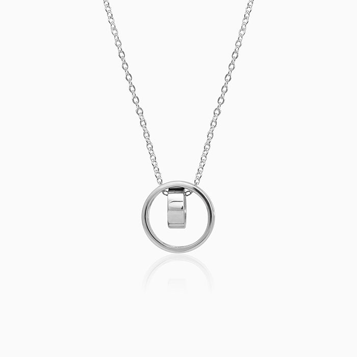 GIVA Jewellery Silver Dual Ring Pendant with Link Chain