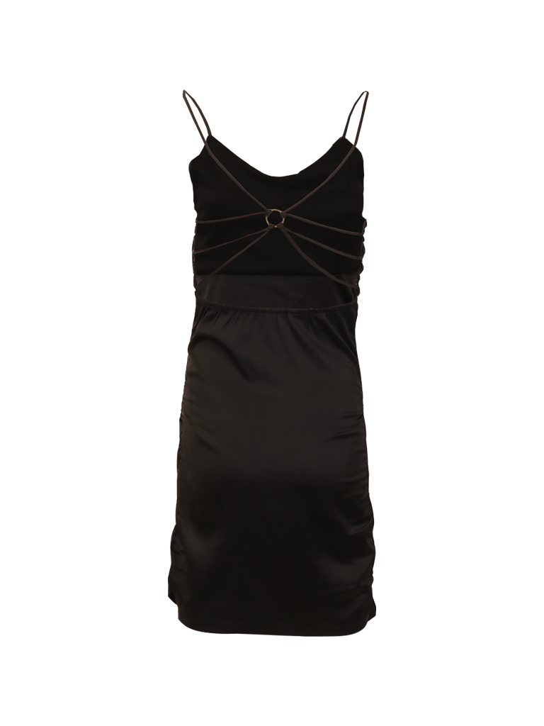 Glam Black Satin Ring Mini Dress - view 4