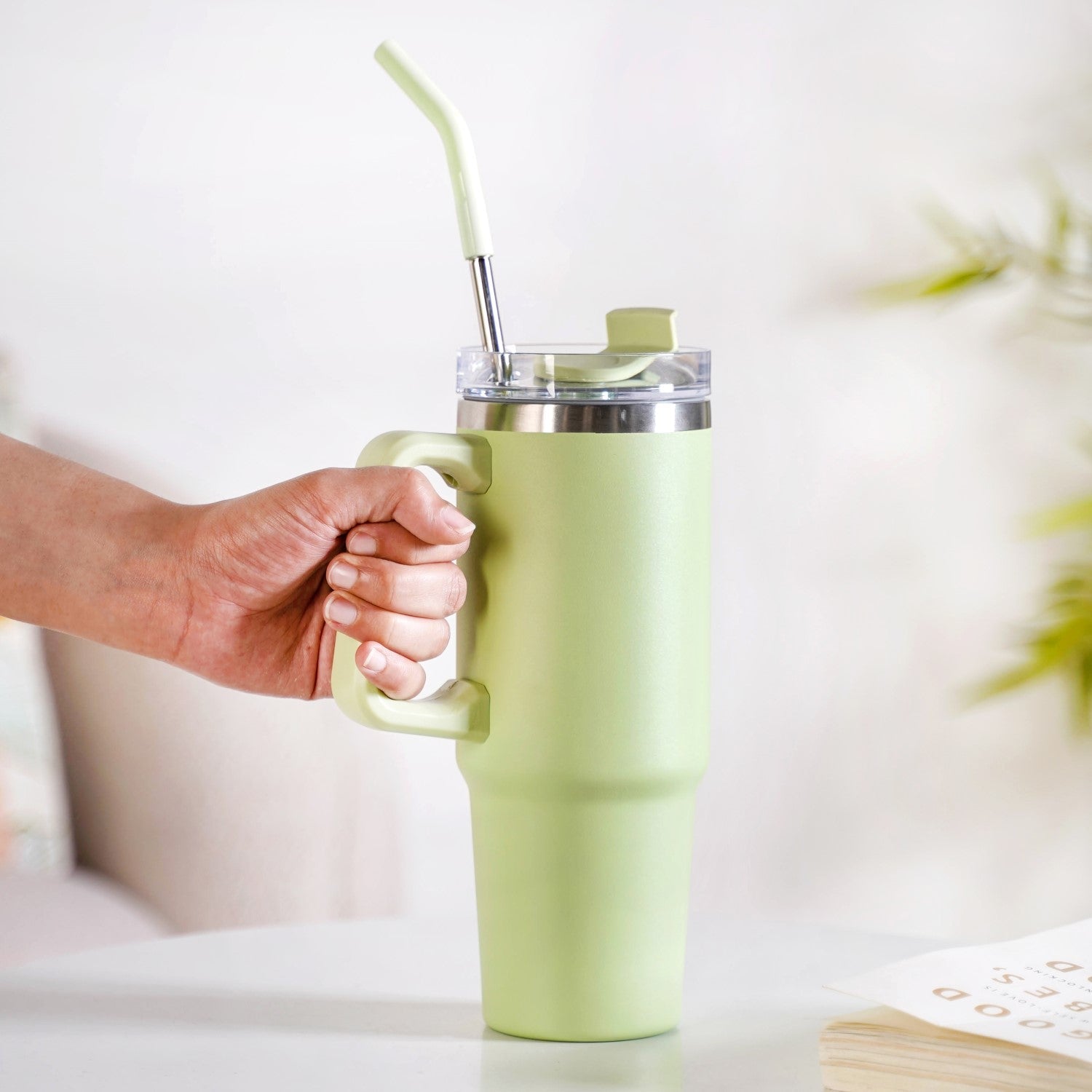 Nestasia Glacio Insulated Water Bottle Tumbler With Handle Seafoam Green 850ml - view 3