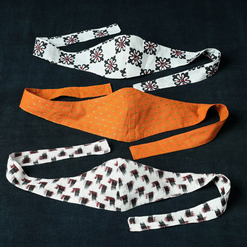 JALPARI Assorted Set of 3 - Bandana Head Wrap 3 Layer Cotton Fabric Unisex Face Cover Free Size