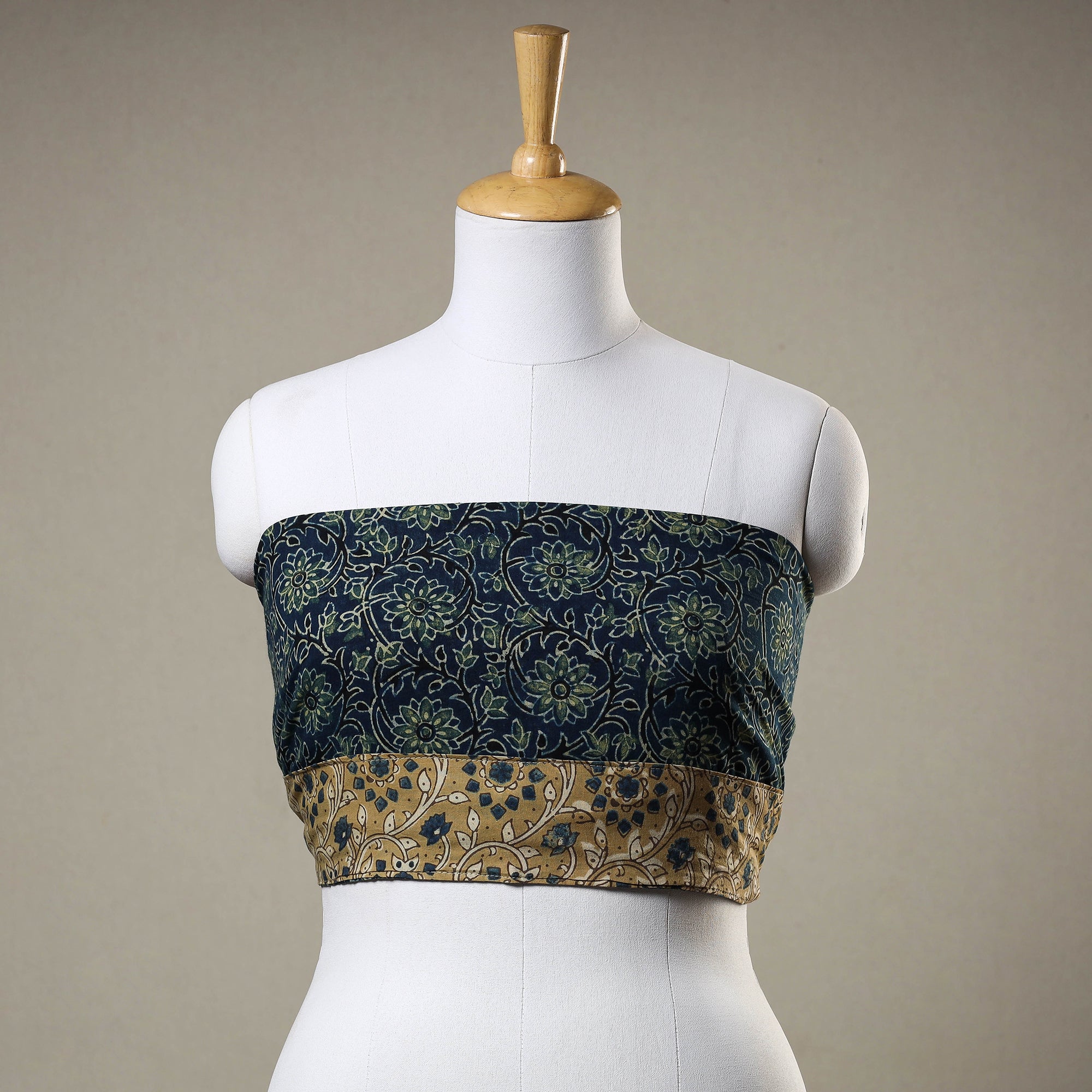 NOORI BAZAR Blue - Ajrakh Block Printed Cotton Blouse Piece