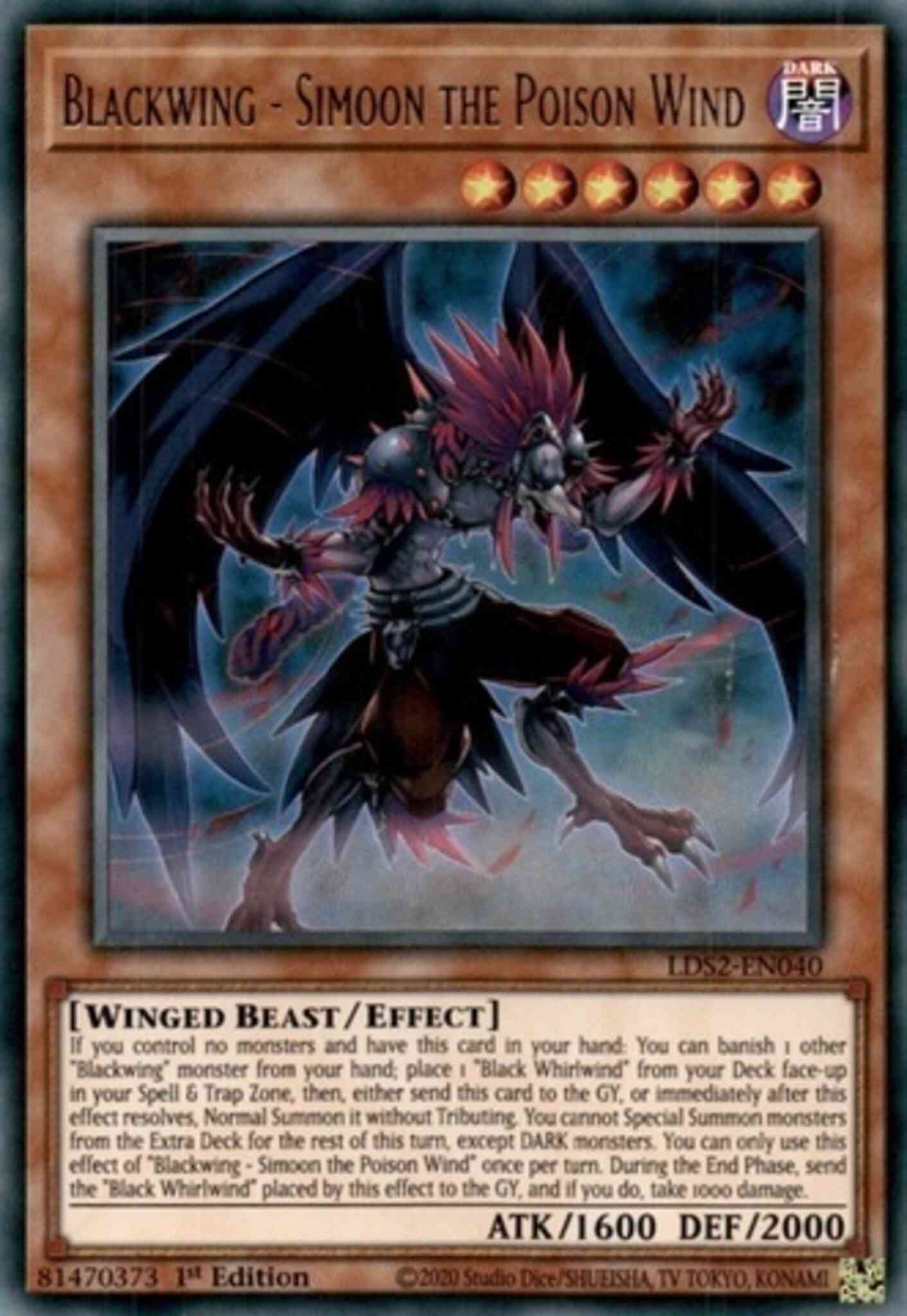Yu-Gi-Oh! Blackwing - Simoon the Poison Wind - LDS2-EN040 - Ultra Rare - 1st Edition