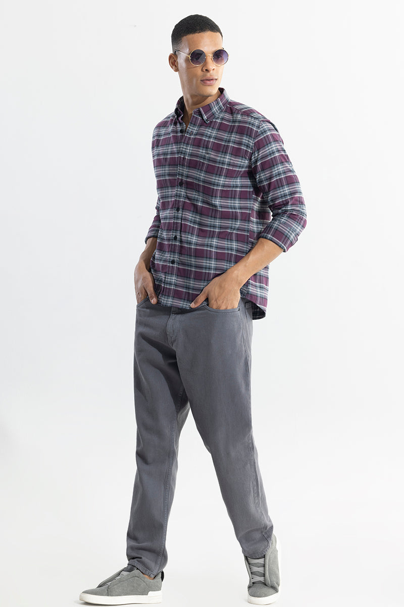 SNITCH Tartan Twist Purple Checks Shirt - view 3