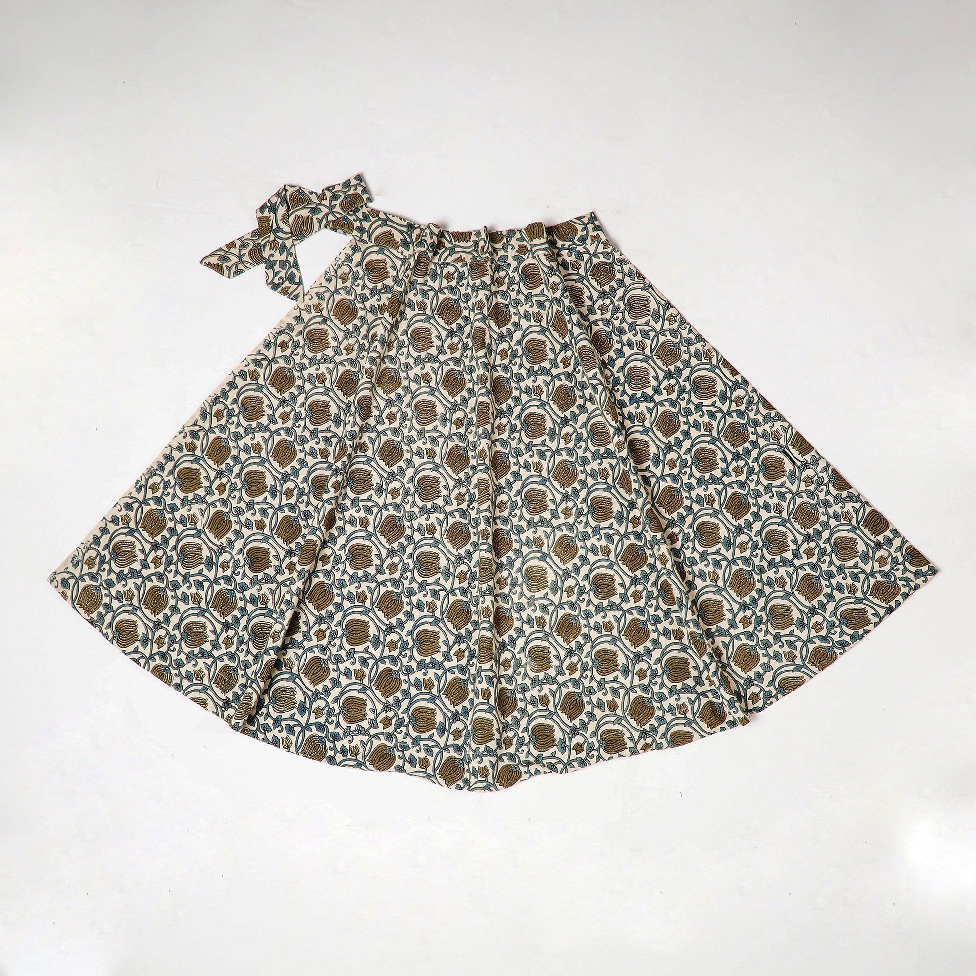 NOORI BAZAR Brown - Block Print Cotton Wrap Around Ajrakh Skirt - view 2