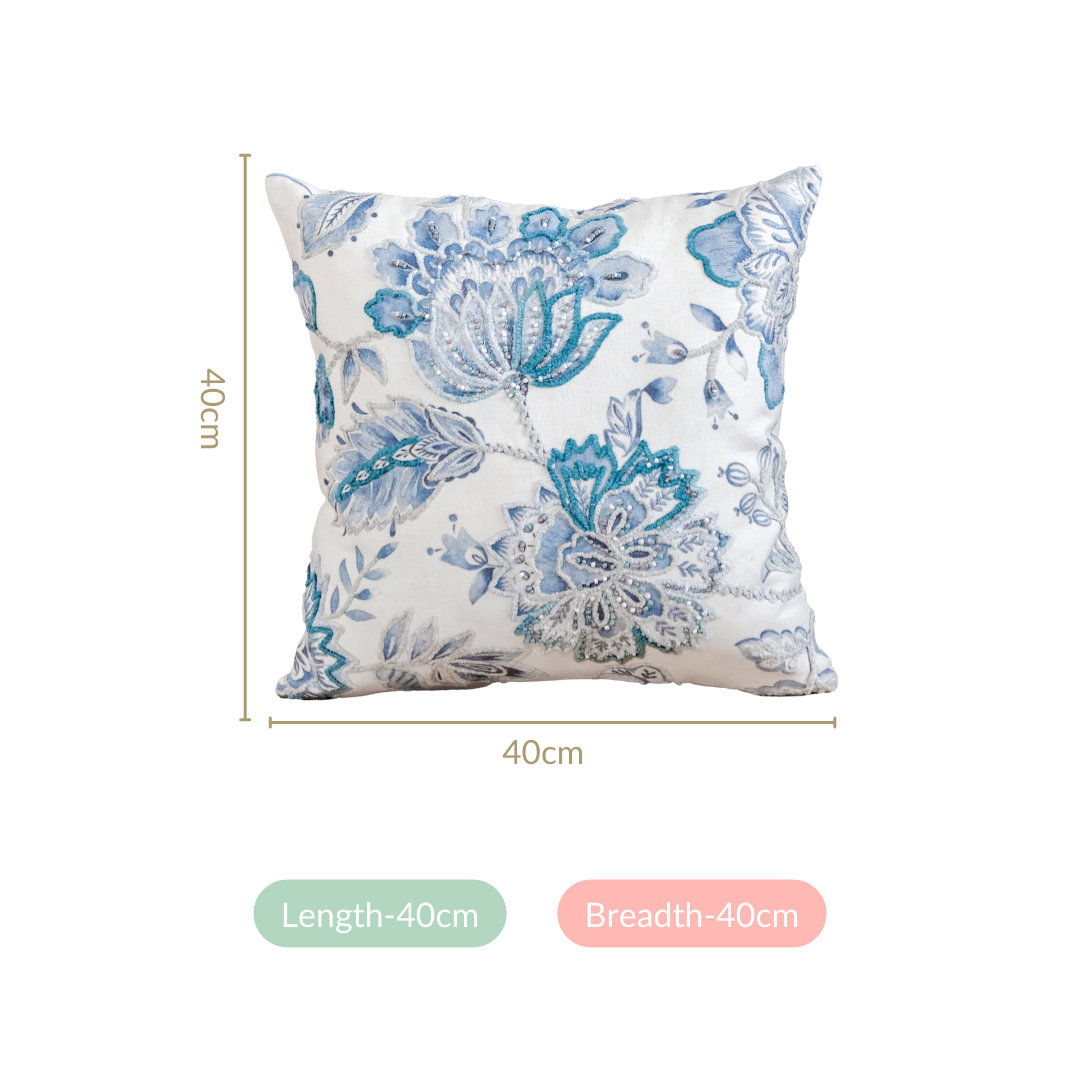 Nestasia Icy Flora Cushion Cover With Bead Embellishments 40x40 cm - view 4