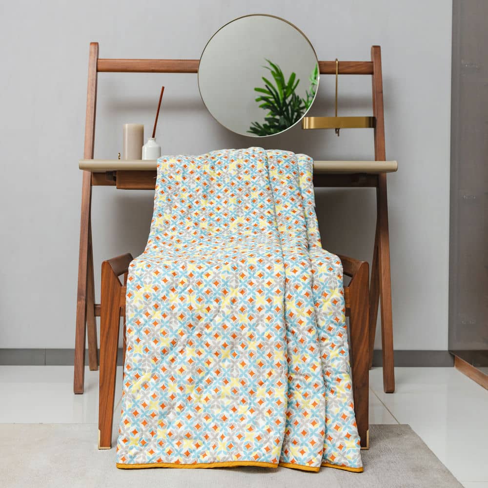 Urban Space -Home Furnishing Store Cotton Bedsheet + AC Blanket Combo Pack - (Combo 15 - Paradise Peach and Blue + Egypt) - view 2