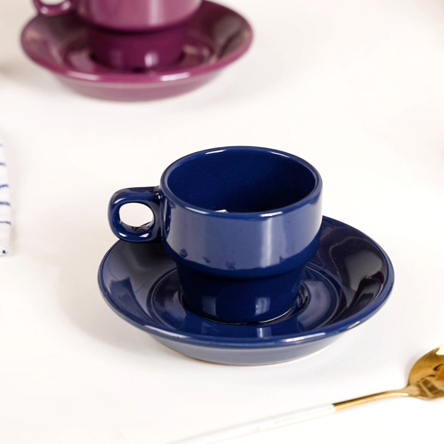 Nestasia Mini Stackable Tea Cup And Saucer Set Of 4 Multicolour 100ml - view 6