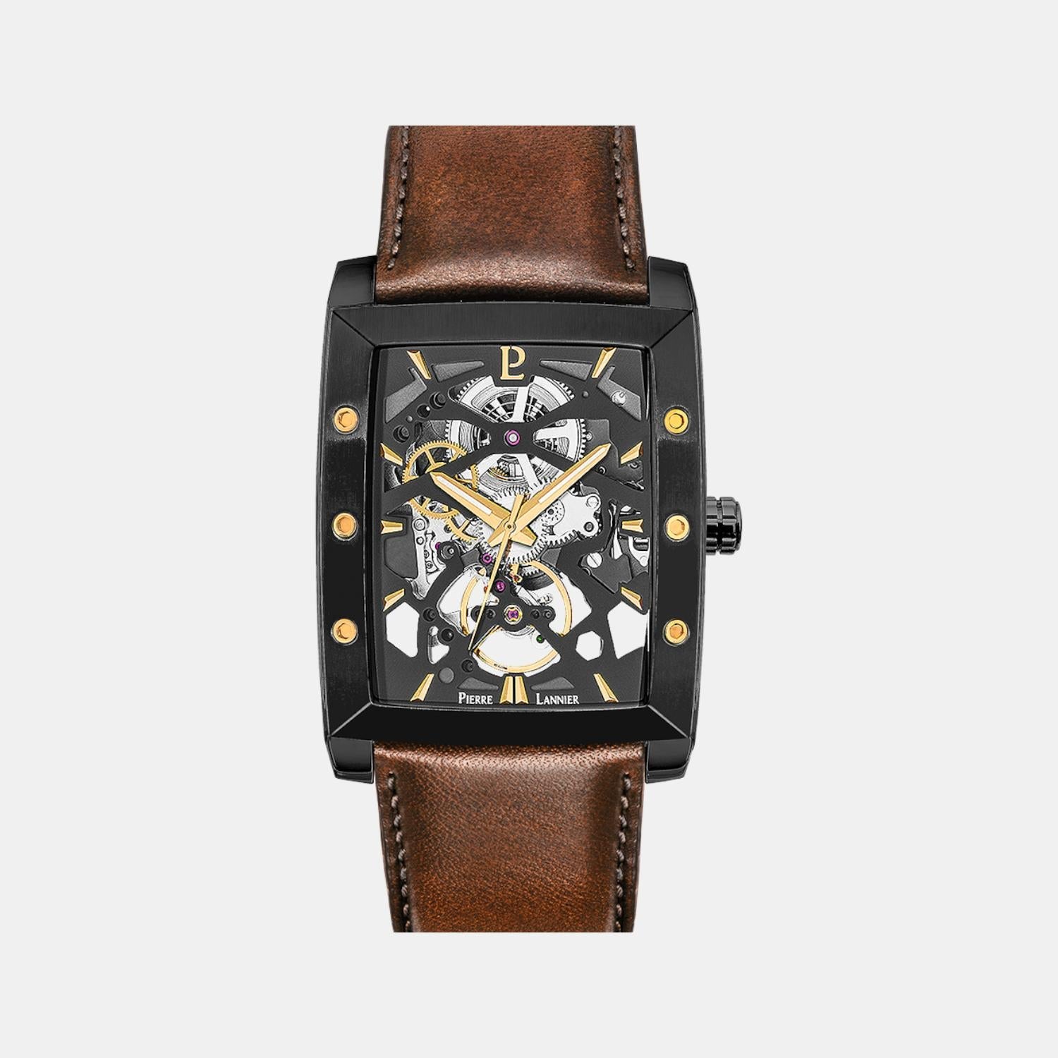 Pierre Lannier Hector Men Automatic Black Dial Analog Leather Watch 339A434