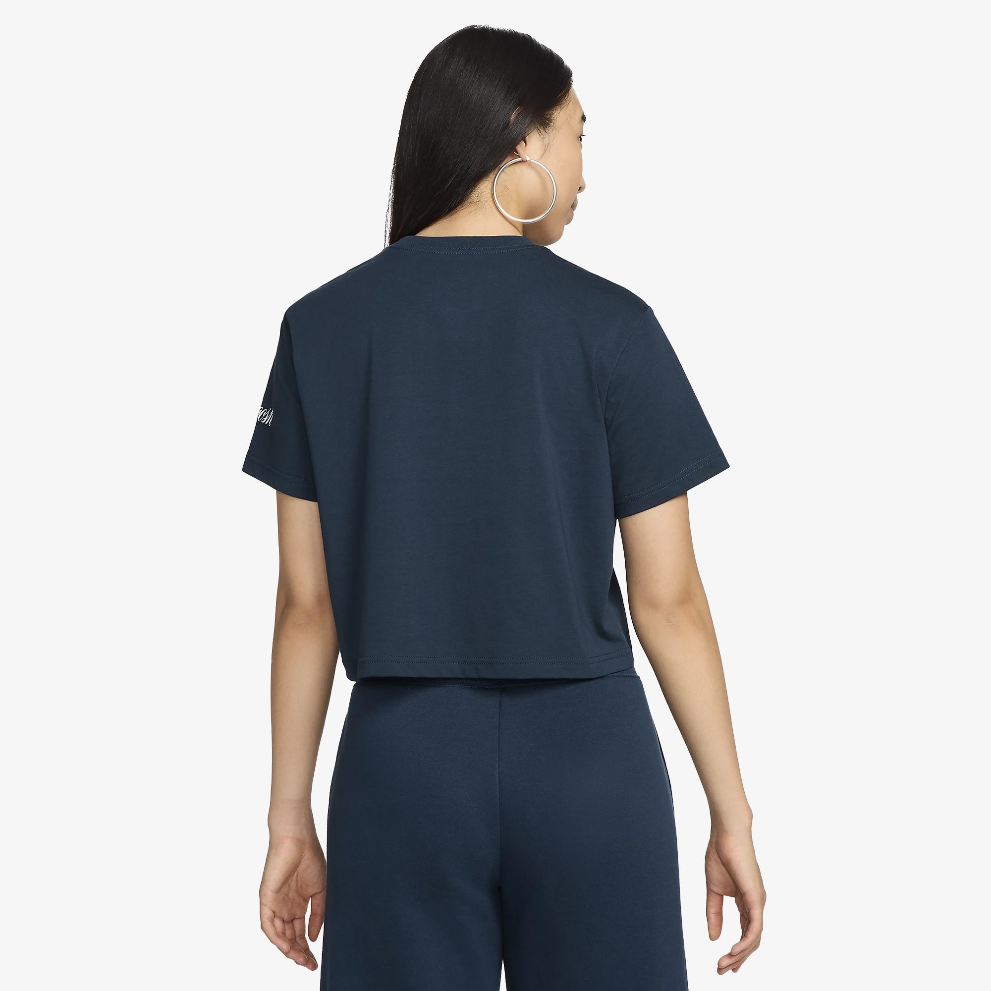 Nike | Sportswear Loose Short-sleeve Cropped T-shirt { Blue - view 2