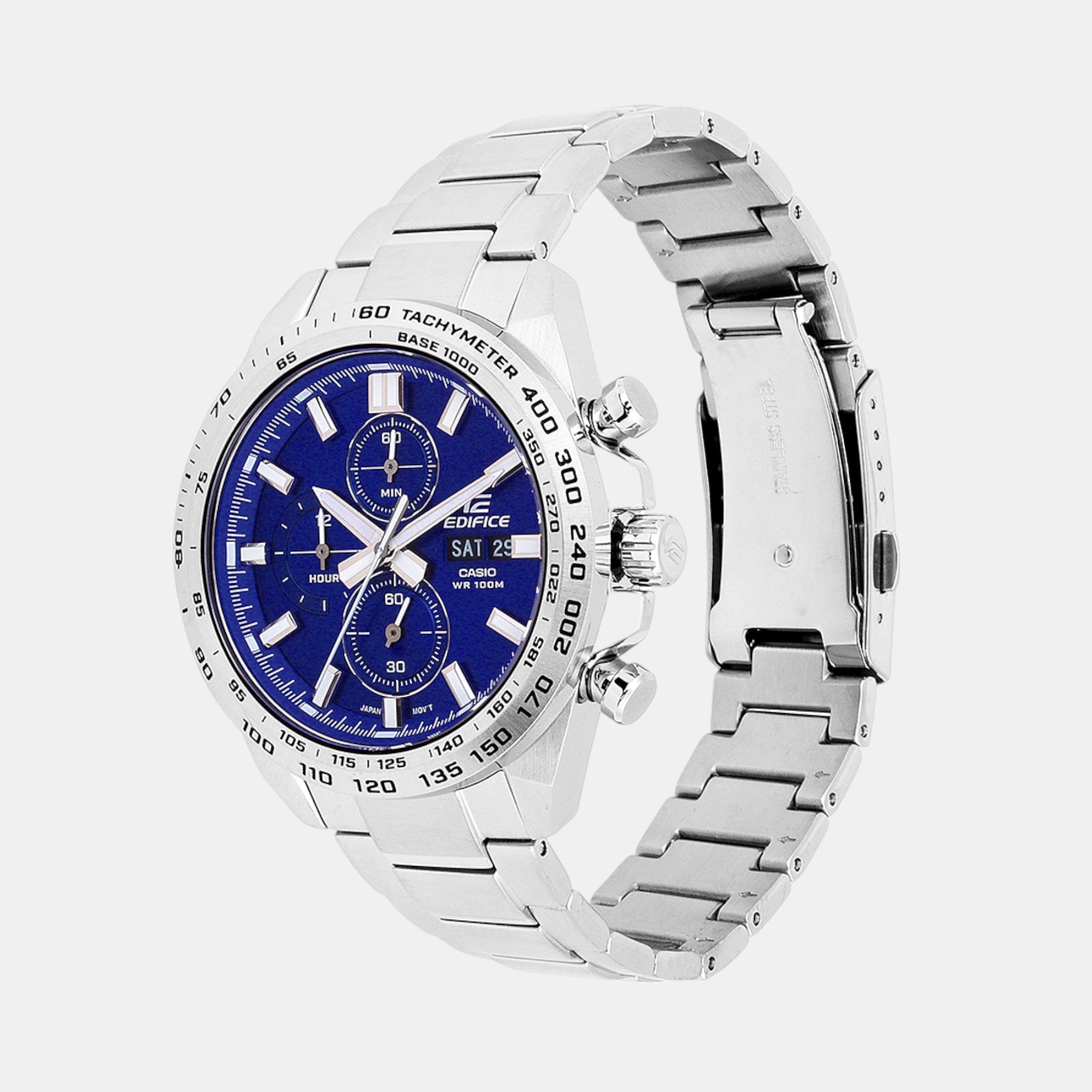 Casio Edifice Men Quartz Blue Dial Chronograph Stainless Steel Watch ED594 - view 3