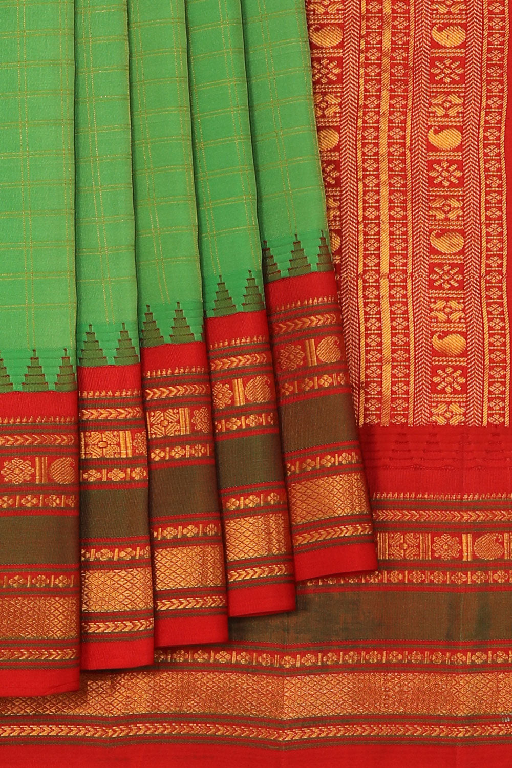 Kalanjali Gadwal Silk Green Saree – Women's