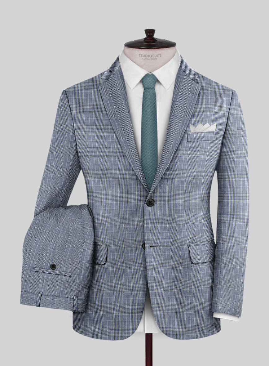 StudioSuits Napolean Canzo Glen Light Blue Wool Suit - view 2