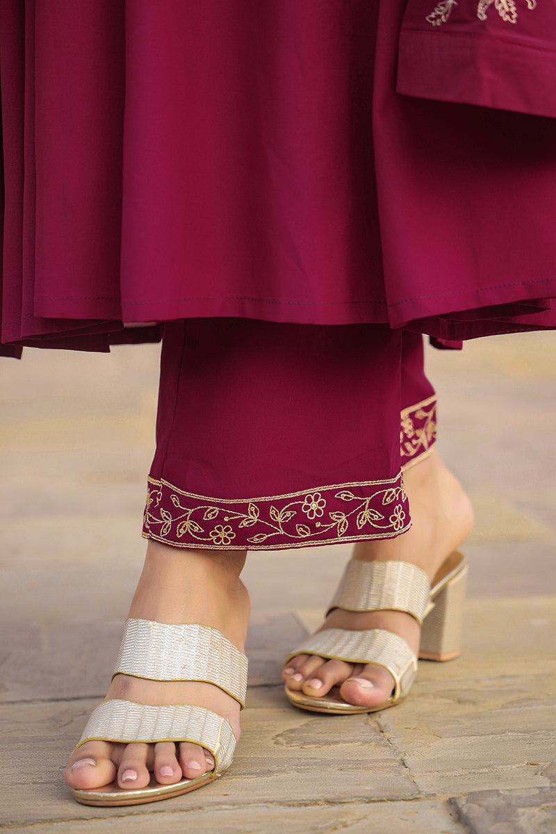 Ahika Fuschia Poly Georgette Angrakha Pant With Dupatta PKSKD1911 - view 8