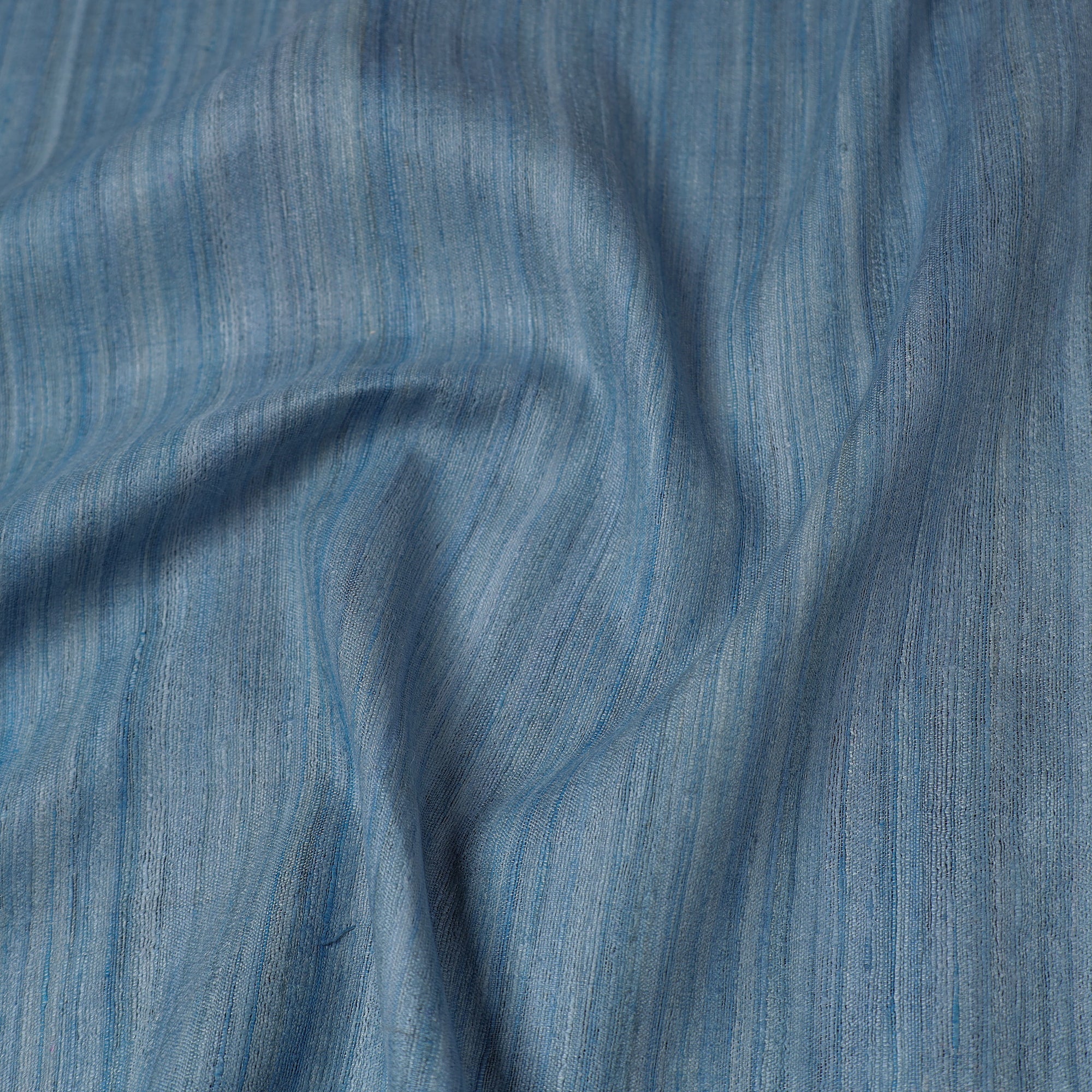 ITOKRI CRAFTS INITIATIVE Blue - Bhagalpuri Handwoven Pure Desi Tussar Silk Fabric 11 - view 4